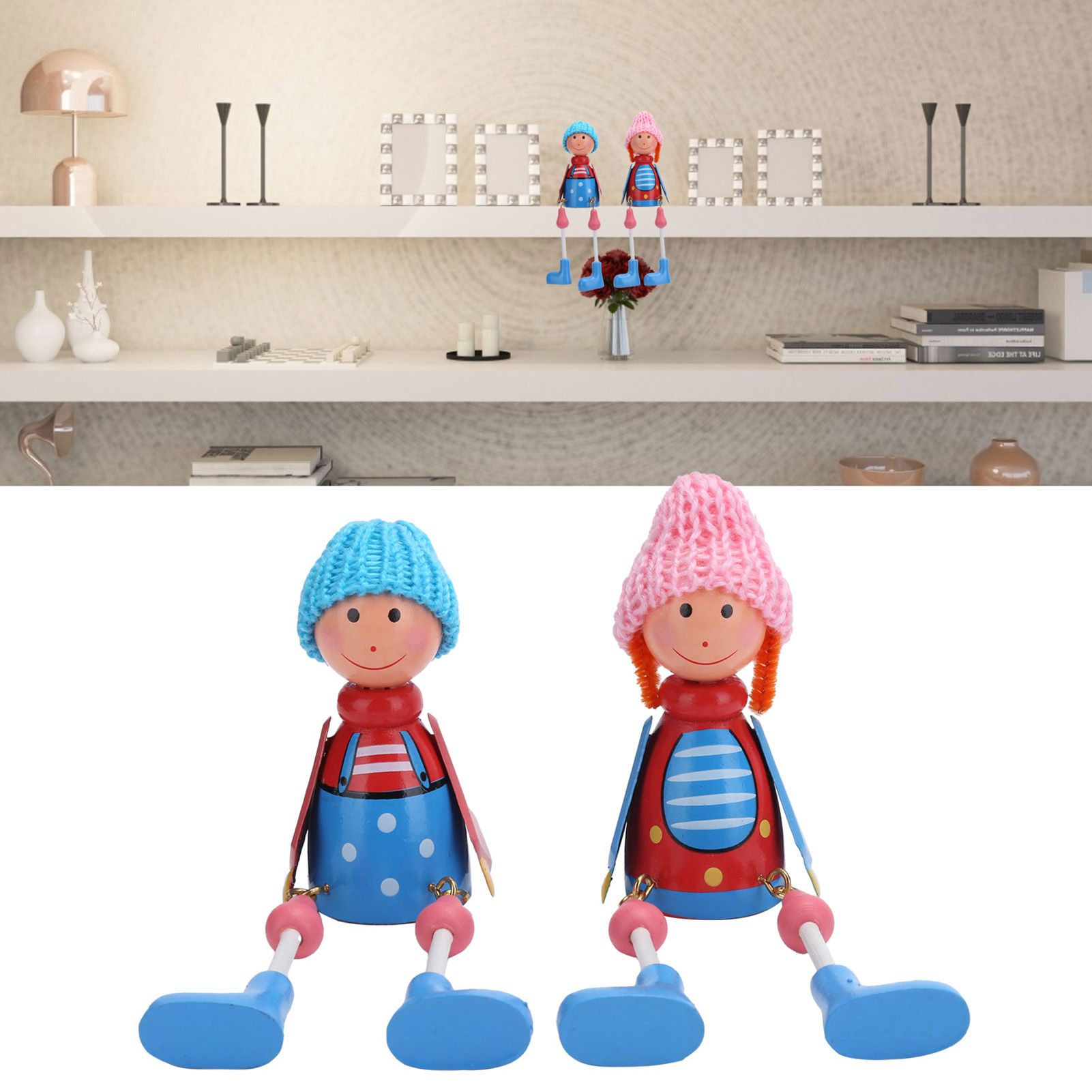 Wooden Dolls Cartoon Puppet Decoration Ornament Handicraft for Wedding Favors view 9
