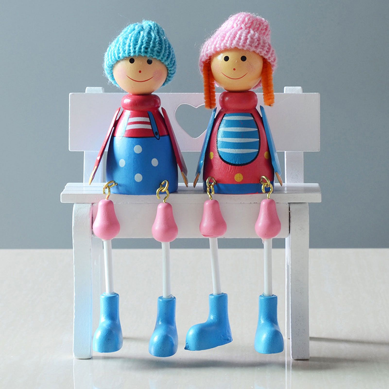 Wooden Dolls Cartoon Puppet Decoration Ornament Handicraft for Wedding Favors view 15