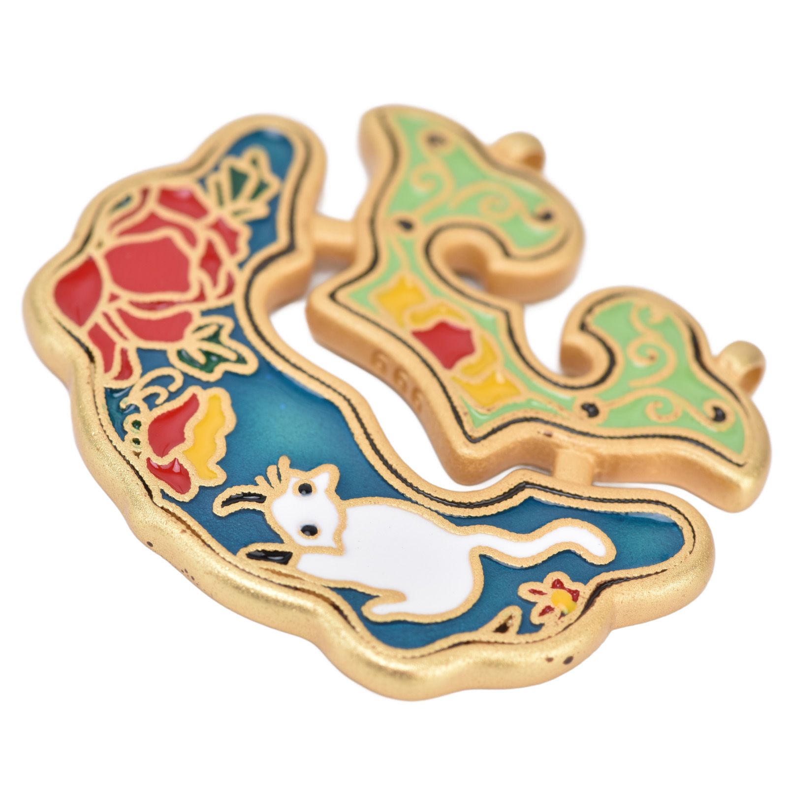 Chinese Retro Peace Lock Pendant Unique Charm Enamel Porcelain Lock Pendant view 3