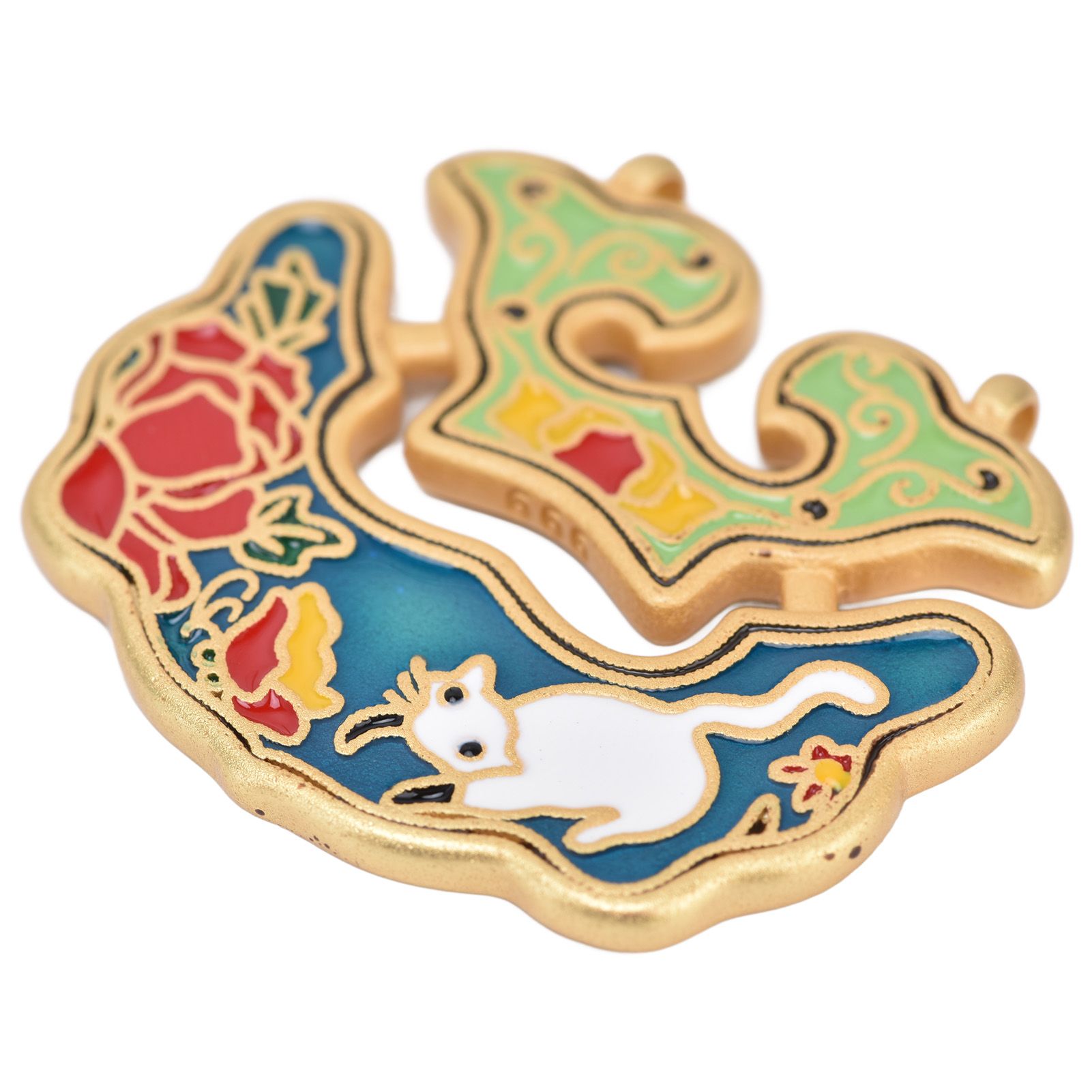Chinese Retro Peace Lock Pendant Unique Charm Enamel Porcelain Lock Pendant view 4