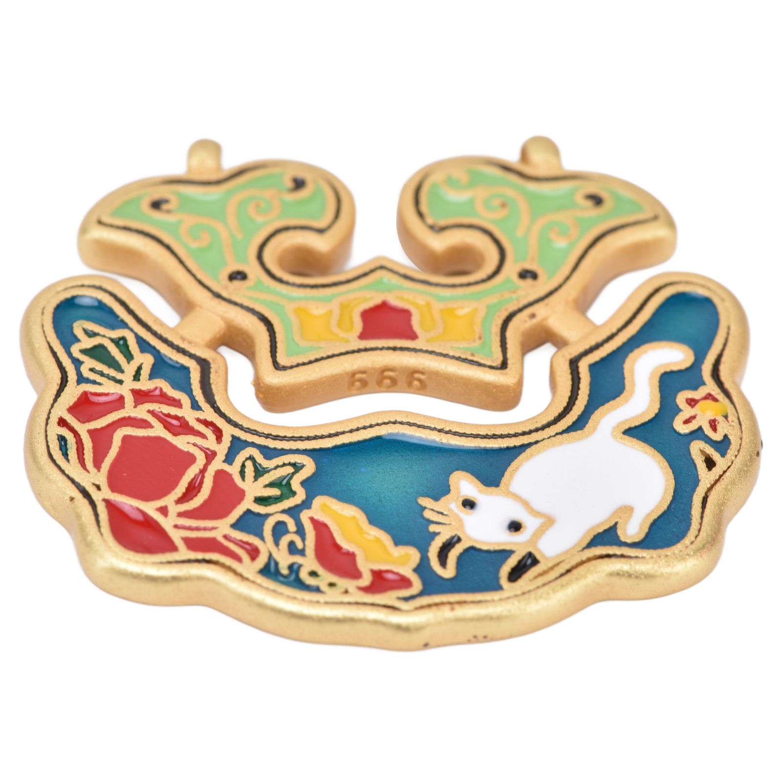 Chinese Retro Peace Lock Pendant Unique Charm Enamel Porcelain Lock Pendant view 5