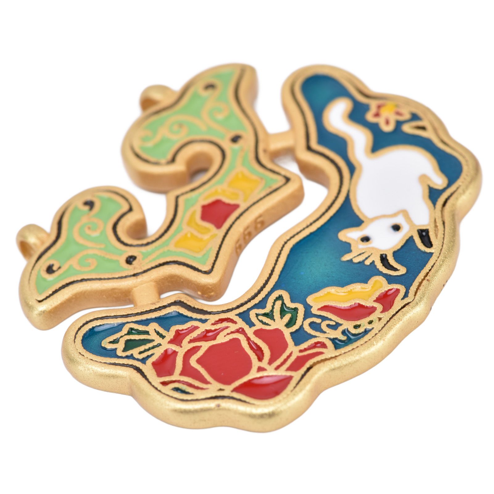 Chinese Retro Peace Lock Pendant Unique Charm Enamel Porcelain Lock Pendant view 6