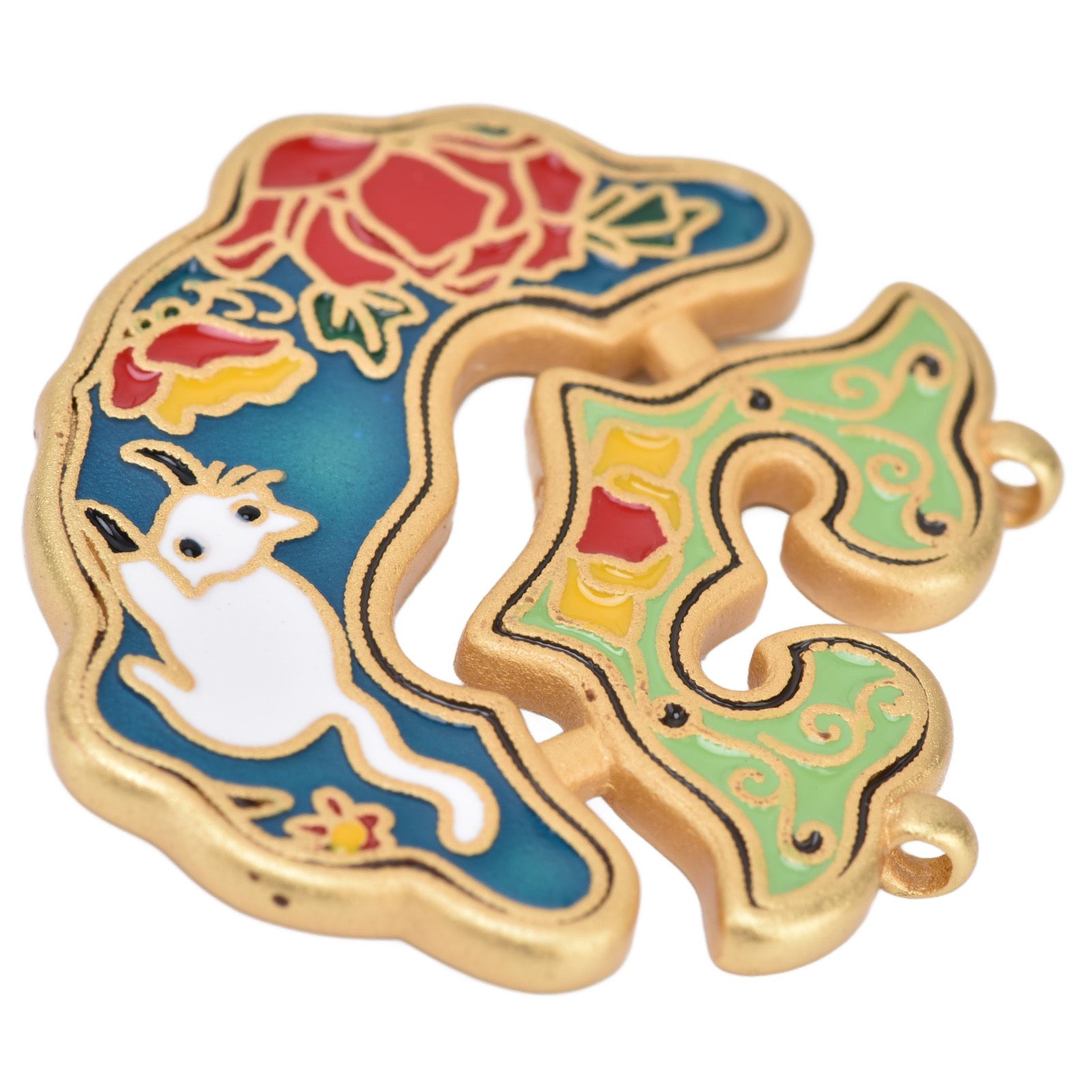 Chinese Retro Peace Lock Pendant Unique Charm Enamel Porcelain Lock Pendant view 7