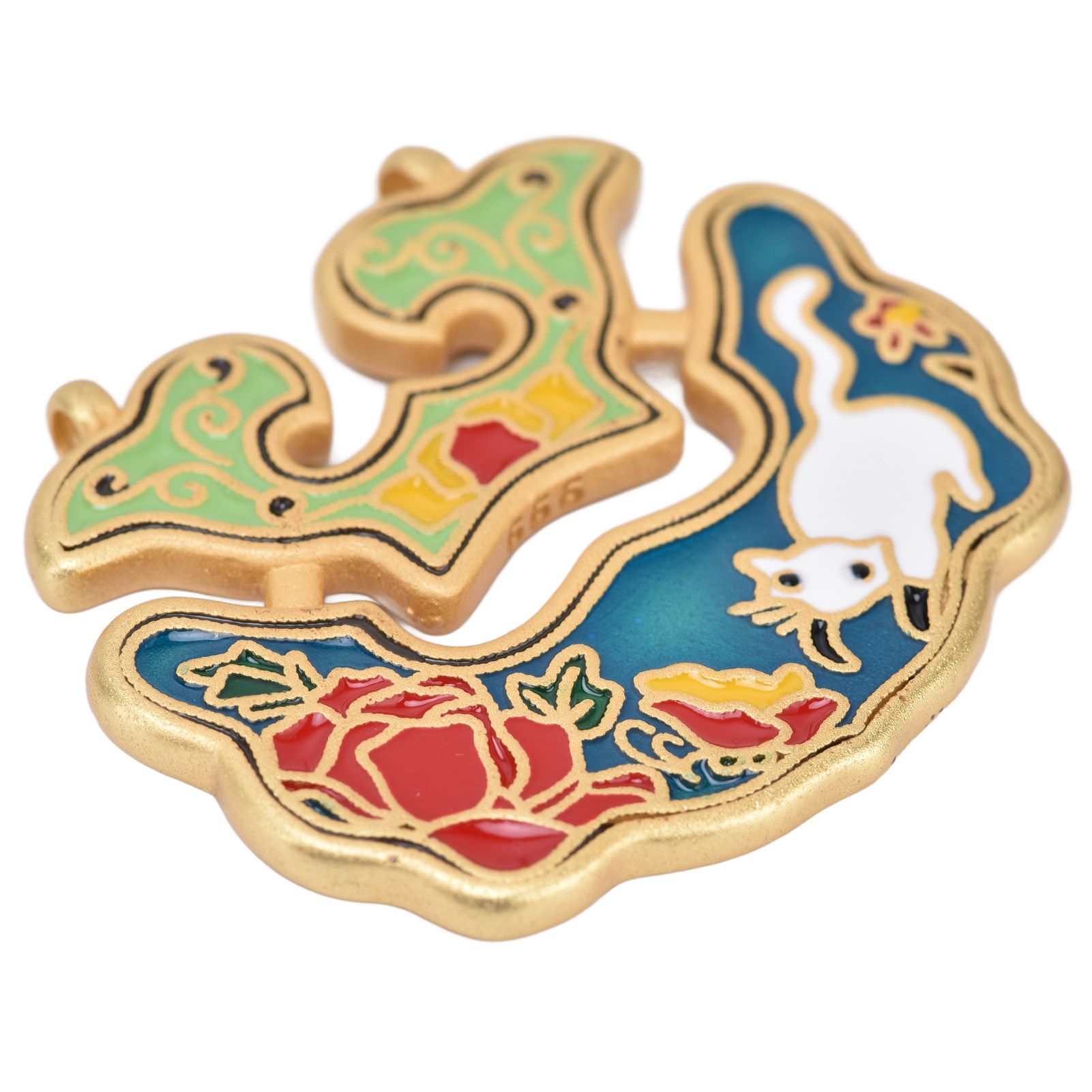 Chinese Retro Peace Lock Pendant Unique Charm Enamel Porcelain Lock Pendant view 8