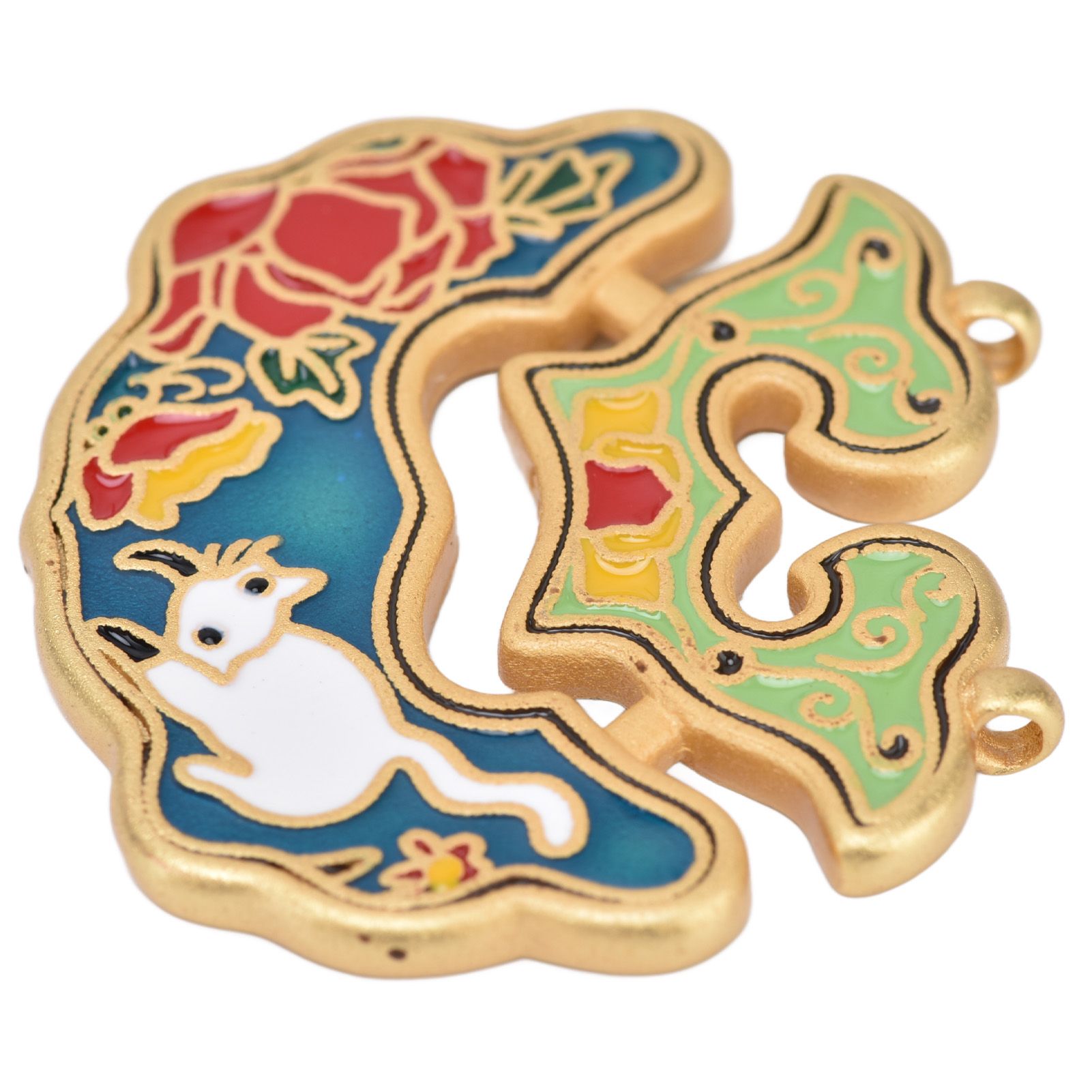 Chinese Retro Peace Lock Pendant Unique Charm Enamel Porcelain Lock Pendant view 9