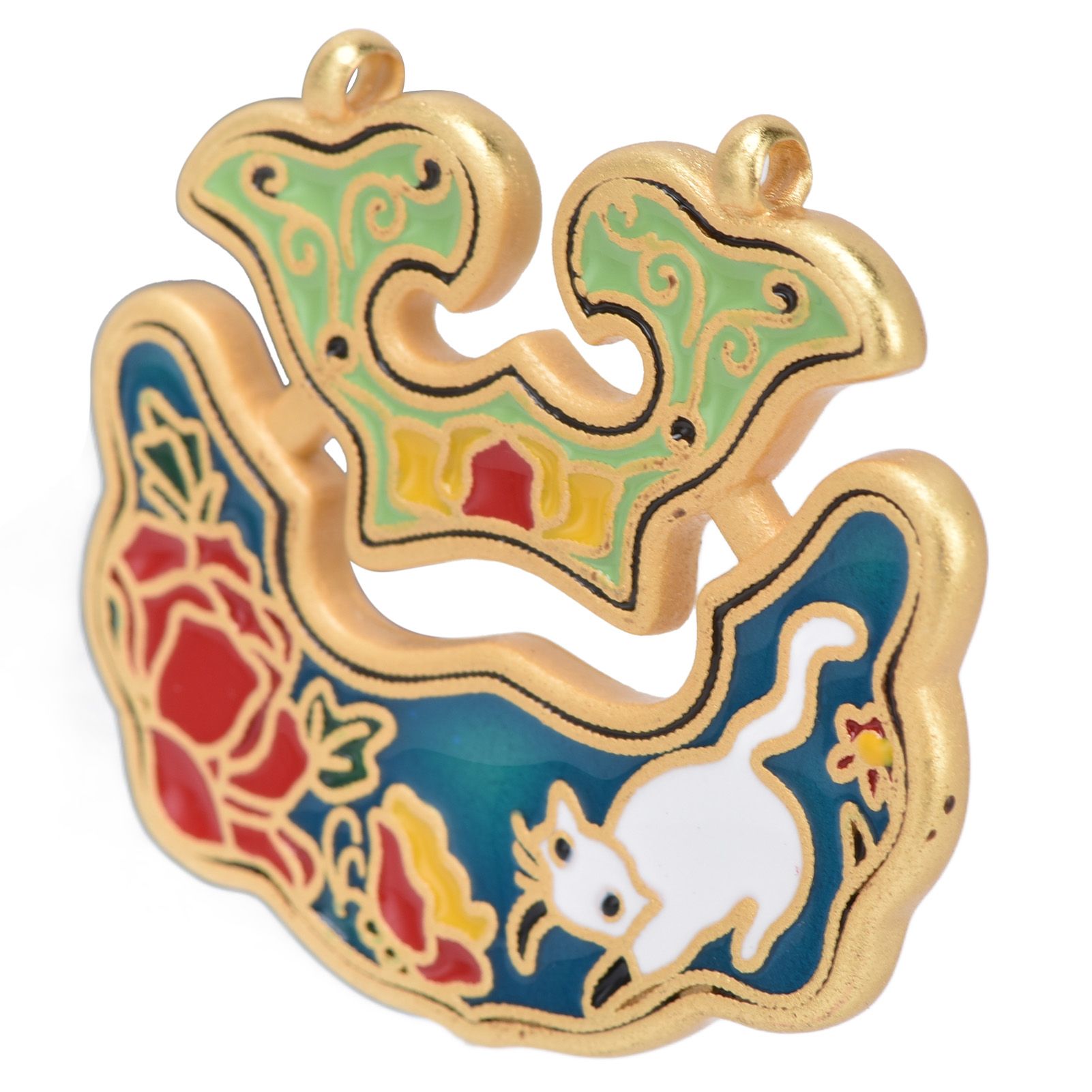 Chinese Retro Peace Lock Pendant Unique Charm Enamel Porcelain Lock Pendant view 10