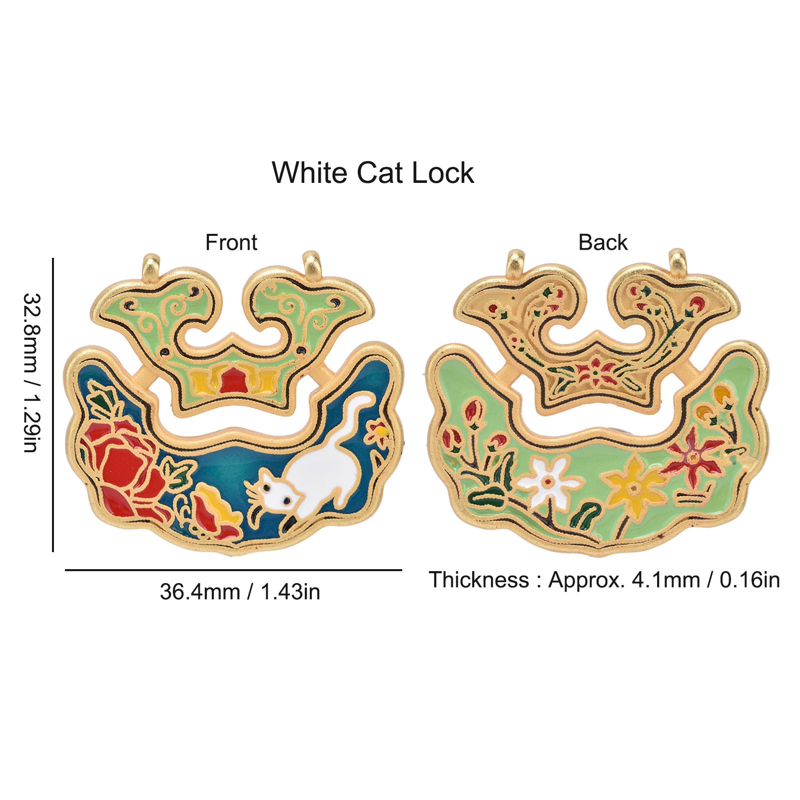 Chinese Retro Peace Lock Pendant Unique Charm Enamel Porcelain Lock Pendant view 13