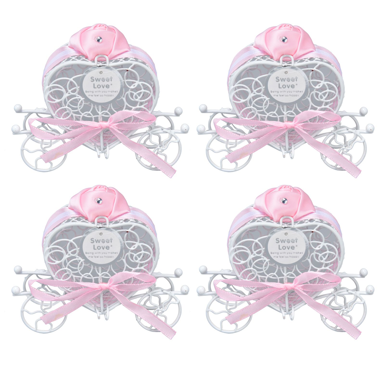4PCS Wedding Candy Box Tinplate Heart Shaped Candy Box Romantic Valentines