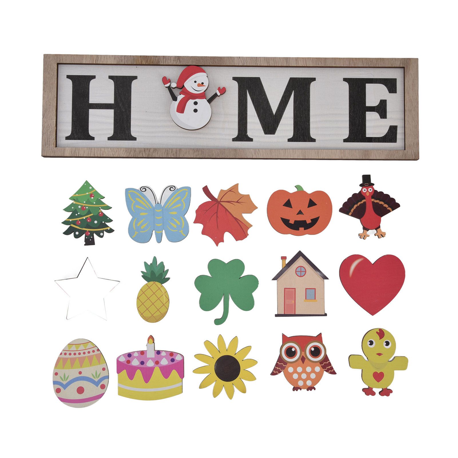 Welcome Door Sign Wooden Welcome Sign with 16 Interchangeable Icons for — image 1