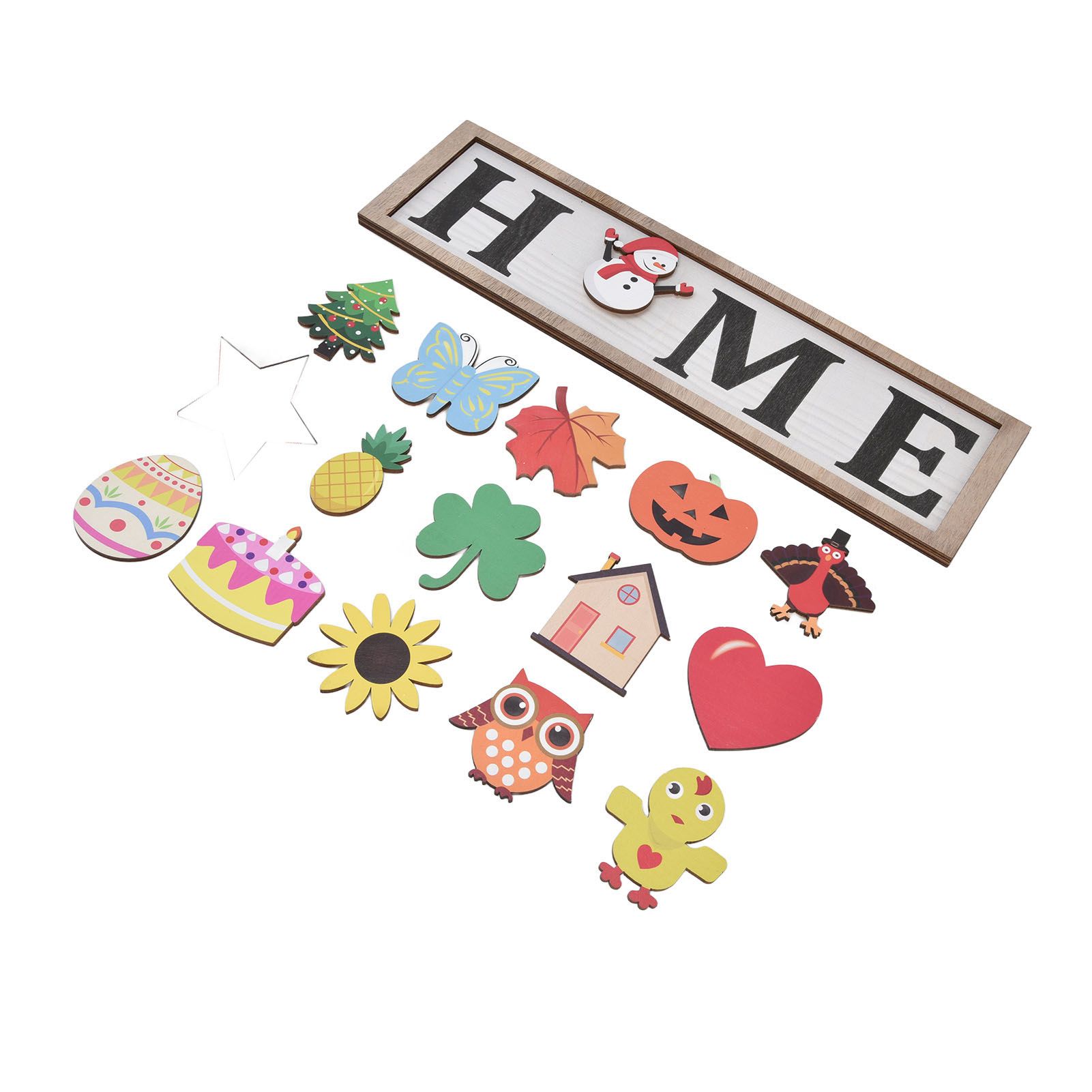 Welcome Door Sign Wooden Welcome Sign with 16 Interchangeable Icons for view 2