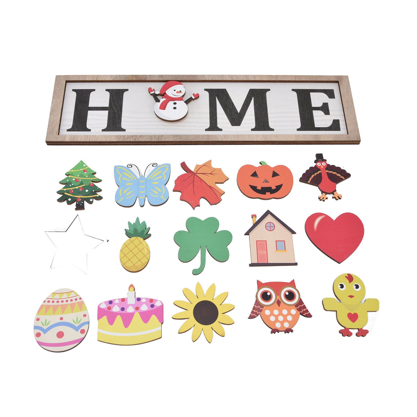 Welcome Door Sign Wooden Welcome Sign with 16 Interchangeable Icons for view 3