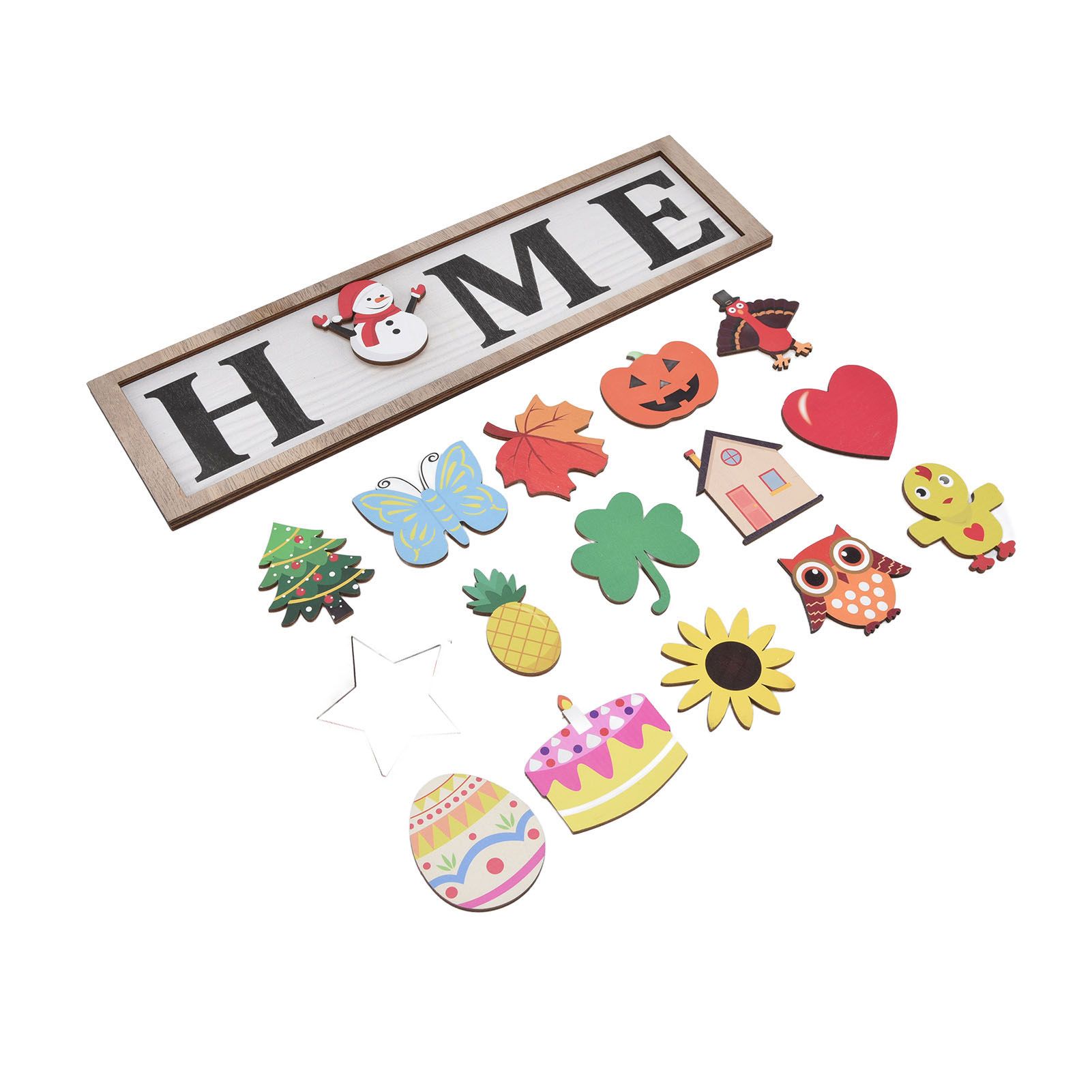 Welcome Door Sign Wooden Welcome Sign with 16 Interchangeable Icons for view 4
