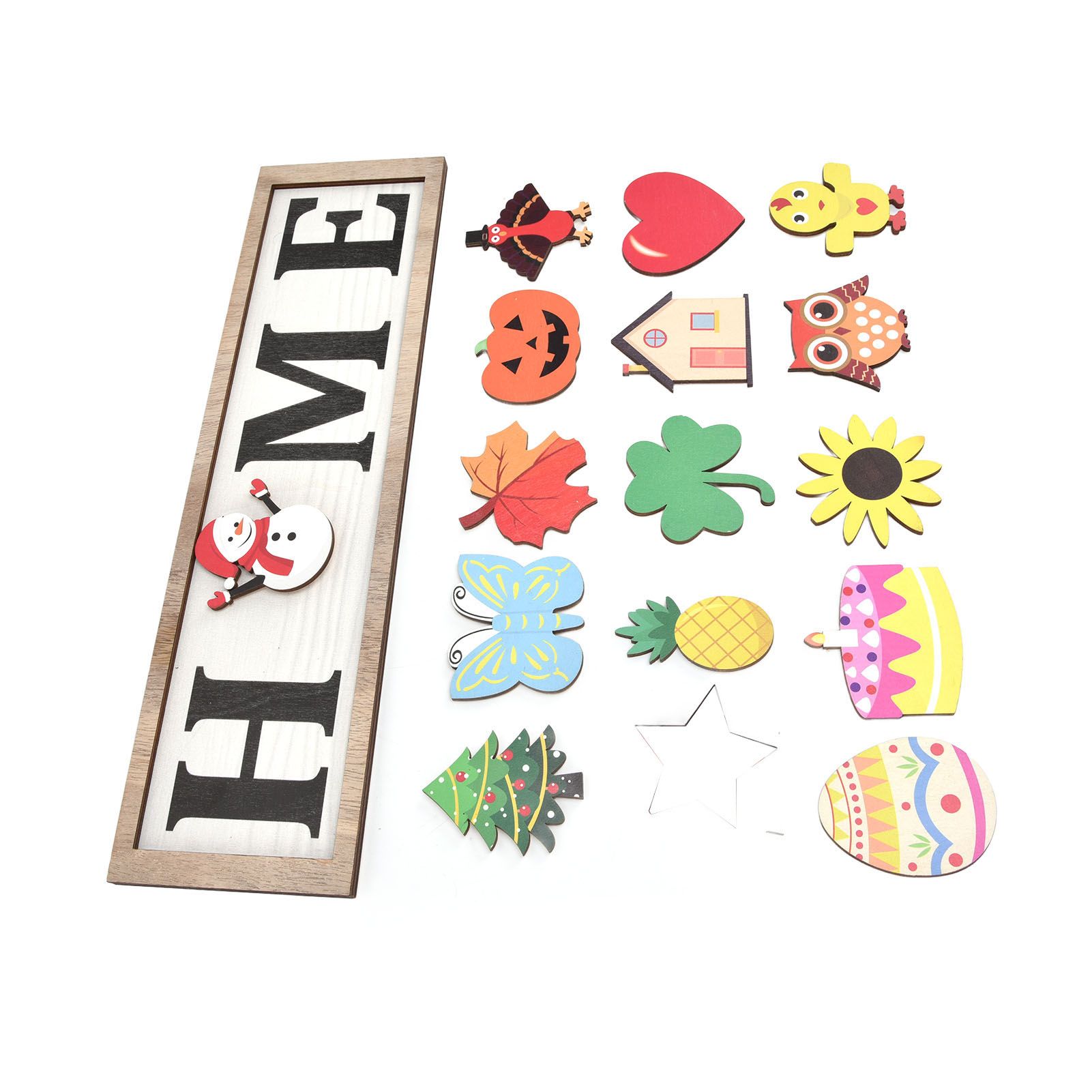 Welcome Door Sign Wooden Welcome Sign with 16 Interchangeable Icons for view 5