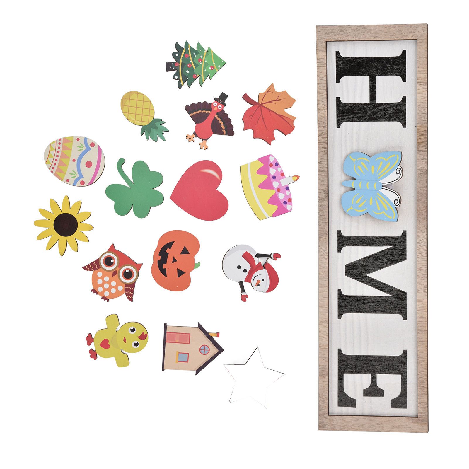 Welcome Door Sign Wooden Welcome Sign with 16 Interchangeable Icons for view 8