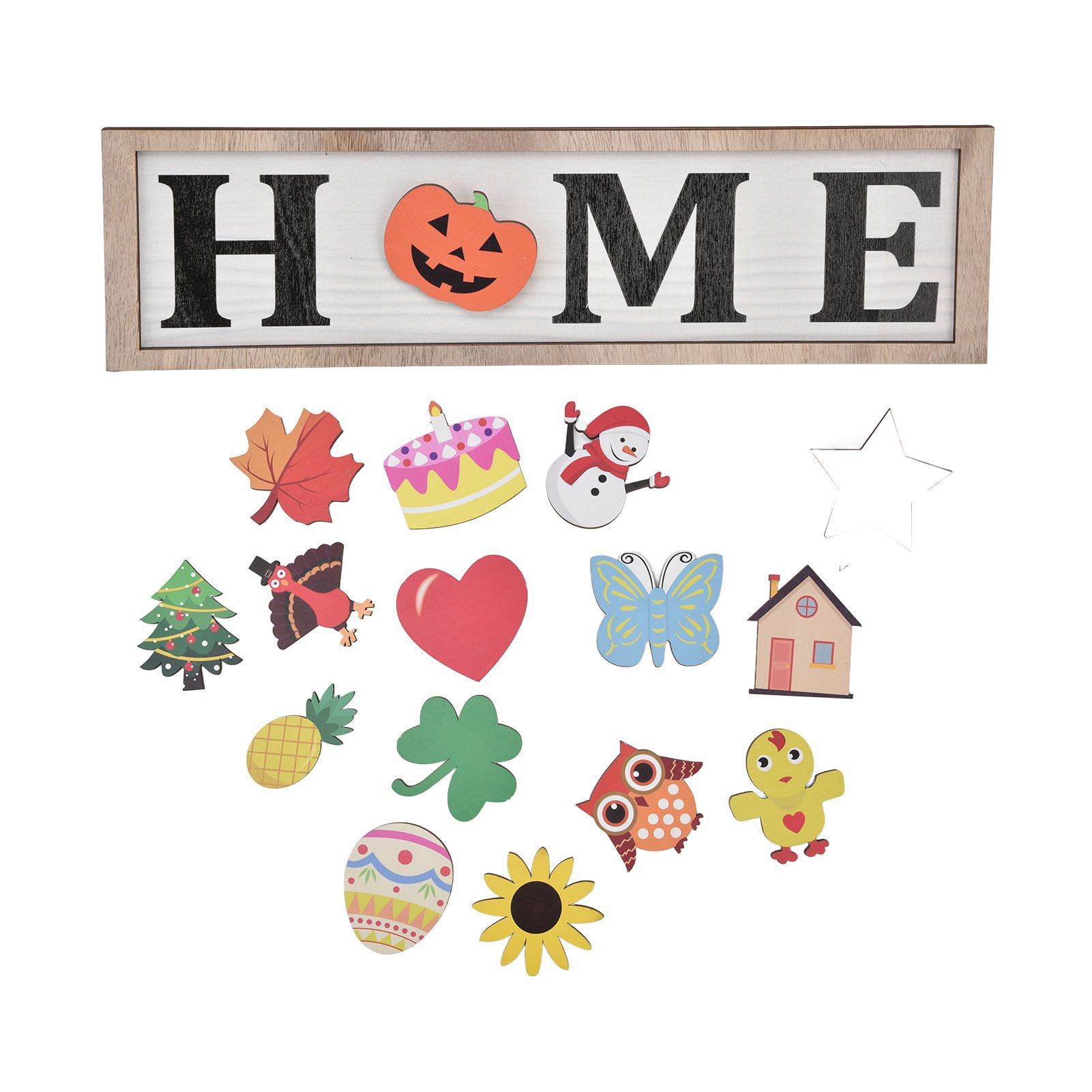 Welcome Door Sign Wooden Welcome Sign with 16 Interchangeable Icons for view 9