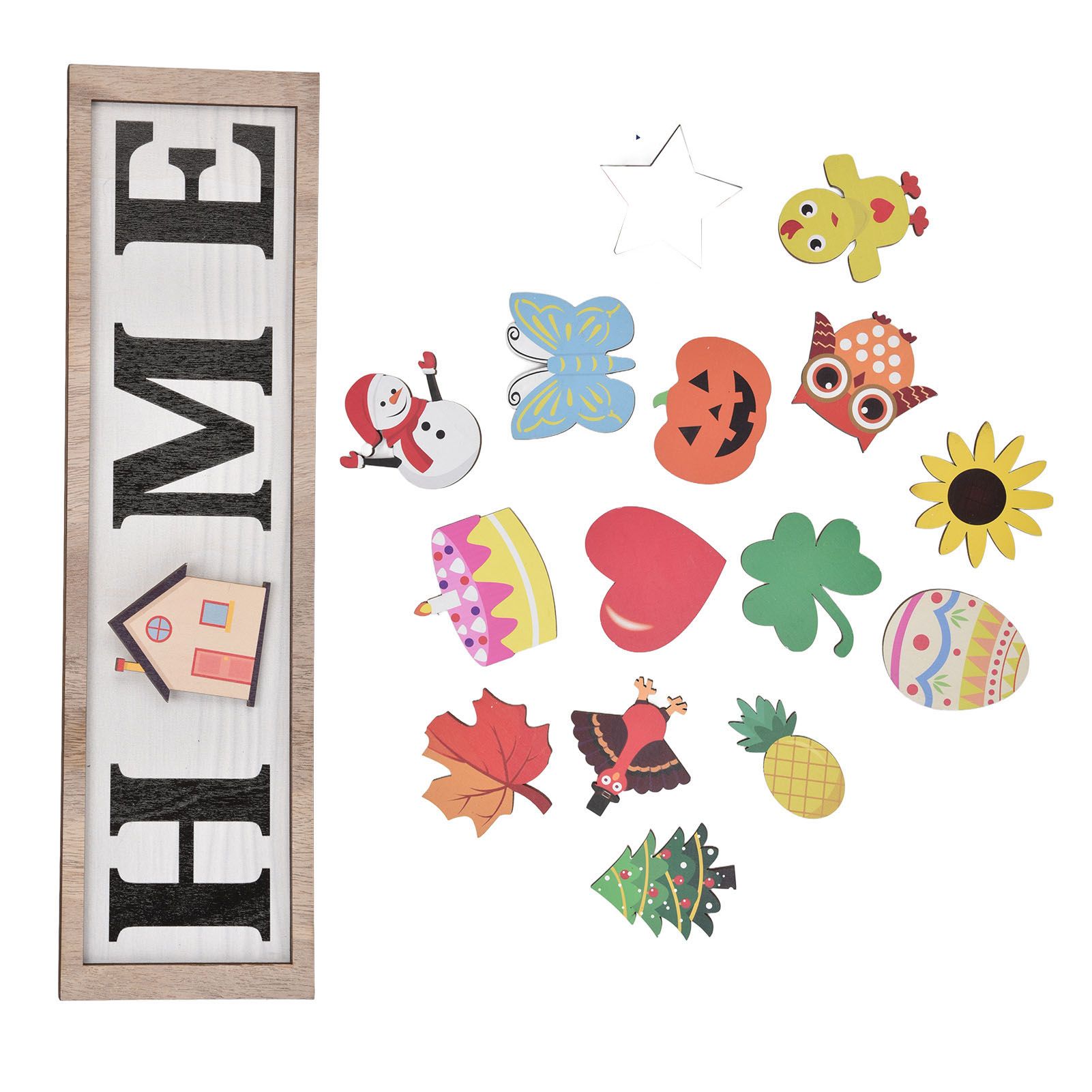 Welcome Door Sign Wooden Welcome Sign with 16 Interchangeable Icons for view 10