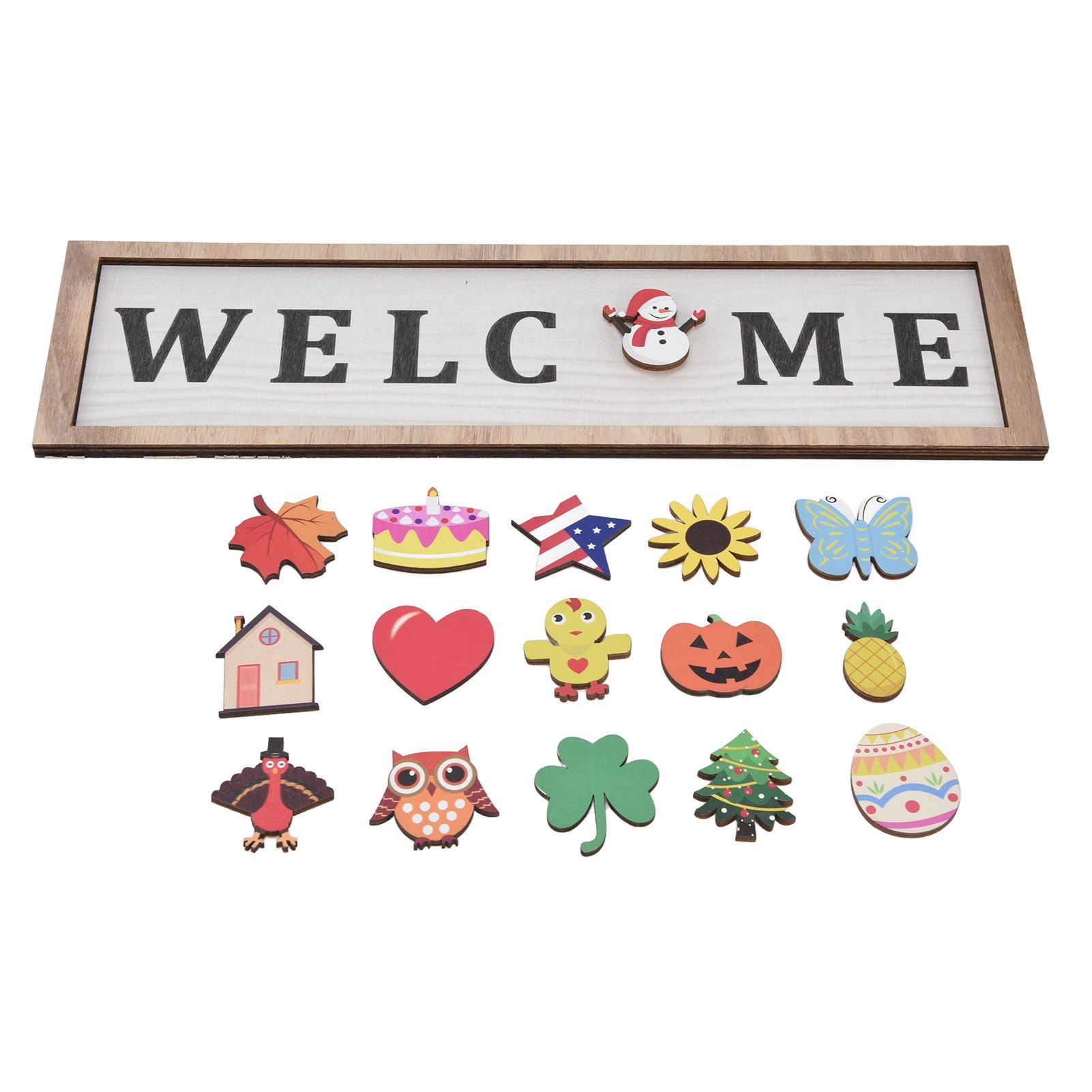 Door Sign Wooden Seasonal Rustic Welcome Door Decoration with 16 view 2