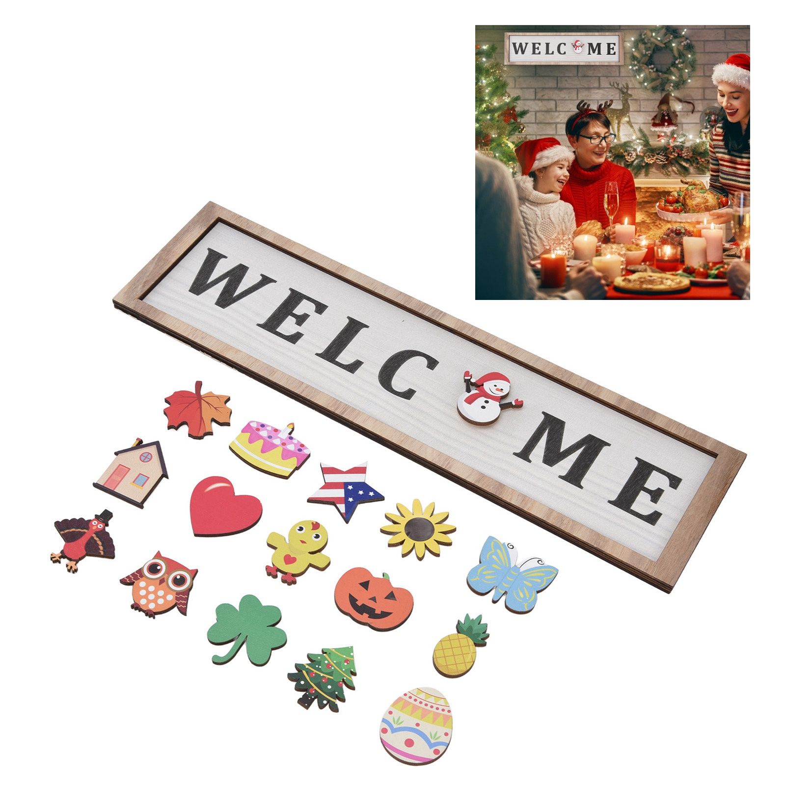 Door Sign Wooden Seasonal Rustic Welcome Door Decoration with 16 view 11
