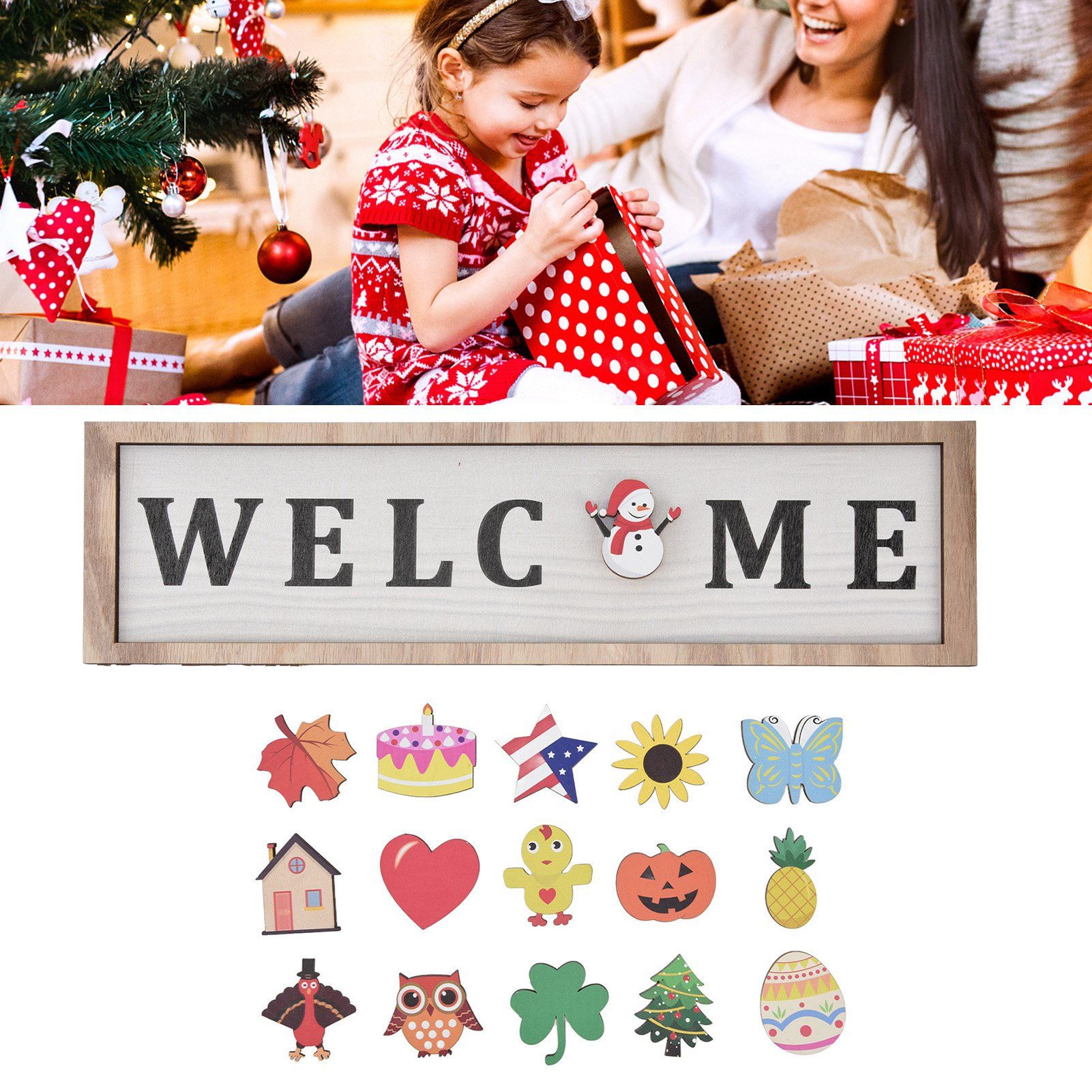 Door Sign Wooden Seasonal Rustic Welcome Door Decoration with 16 view 12