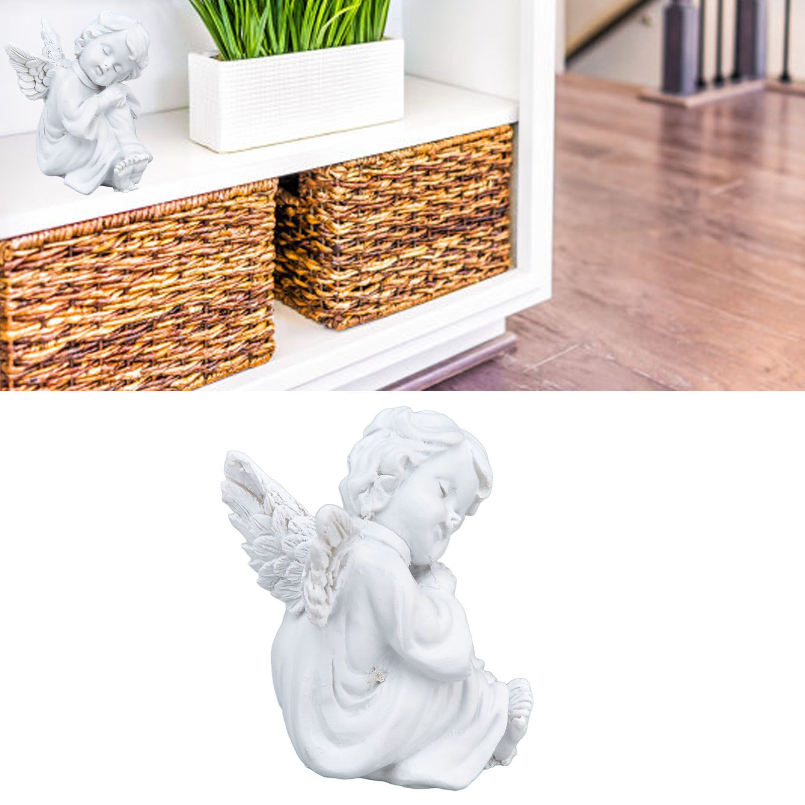Cherub Statue Synthetic Resin Material Lovely Style White Baby Figurines for view 11