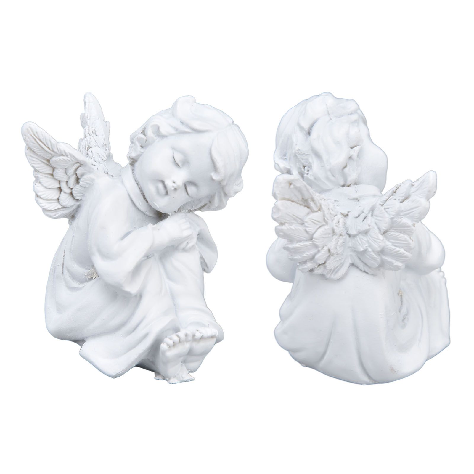 Cherub Statue Synthetic Resin Material Lovely Style White Baby Figurines for view 15