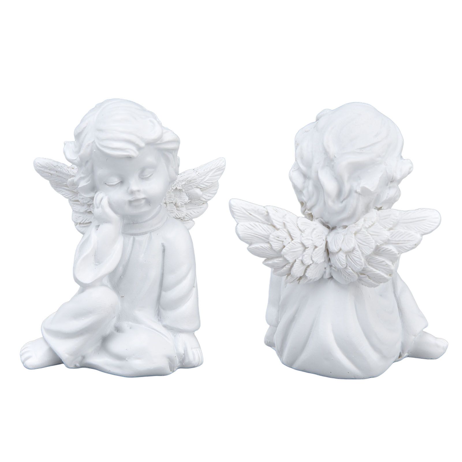 Cherub Statue Synthetic Resin Material Lovely Style White Baby Figurines for view 2