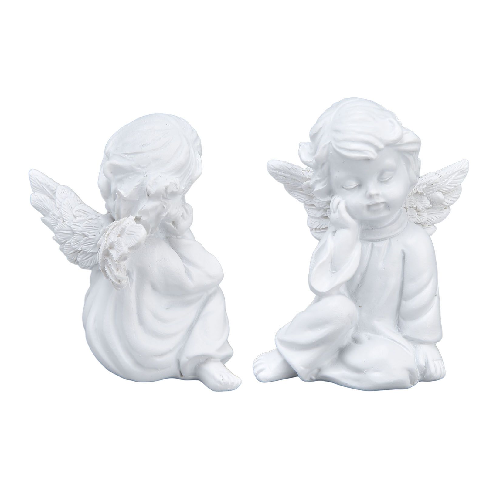 Cherub Statue Synthetic Resin Material Lovely Style White Baby Figurines for view 3
