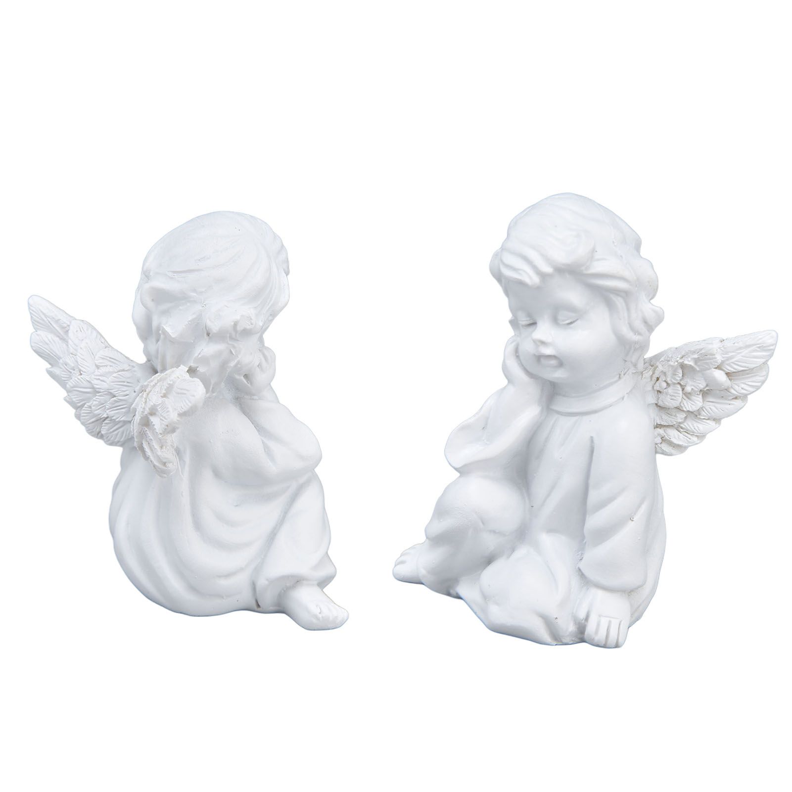 Cherub Statue Synthetic Resin Material Lovely Style White Baby Figurines for view 4