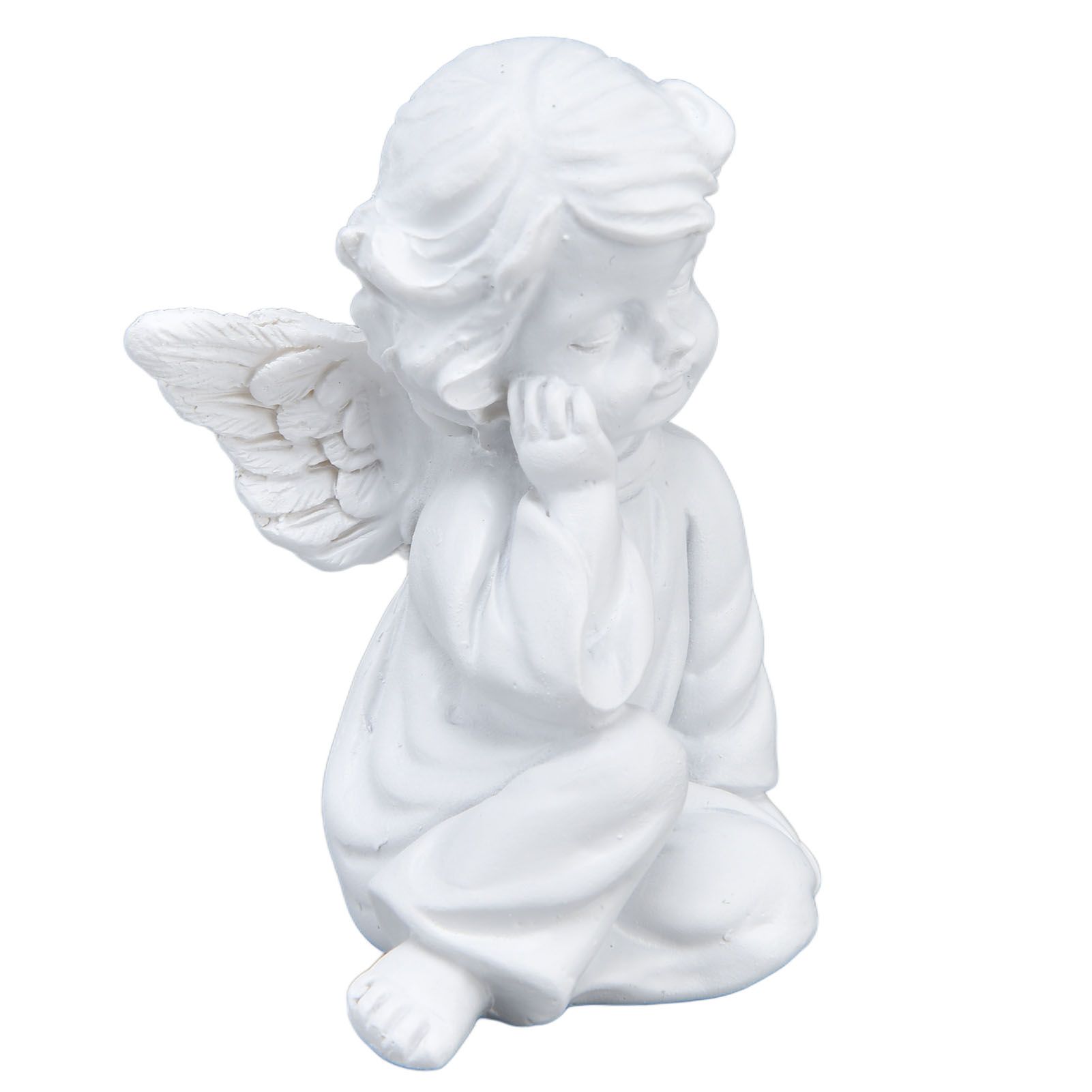 Cherub Statue Synthetic Resin Material Lovely Style White Baby Figurines for view 7