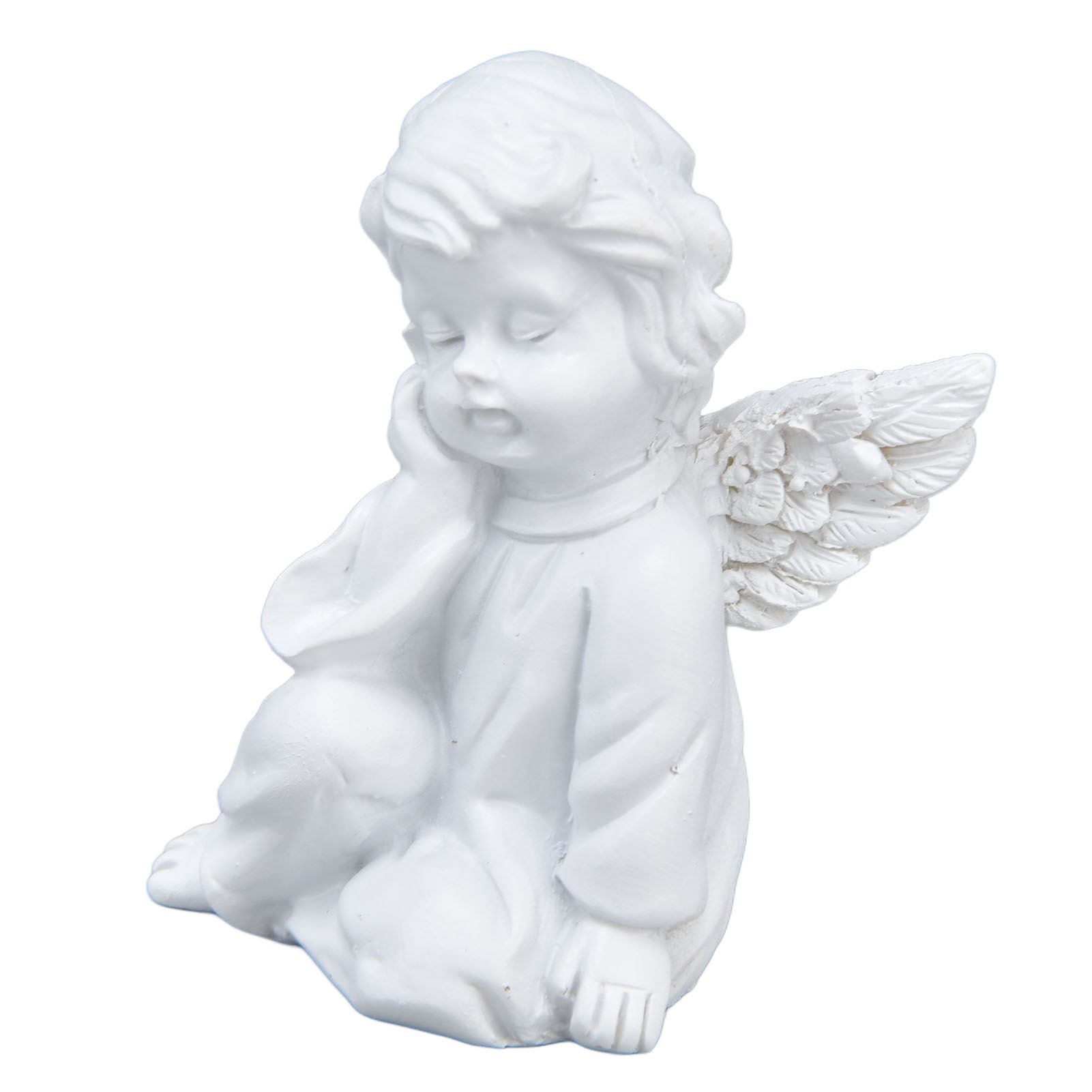 Cherub Statue Synthetic Resin Material Lovely Style White Baby Figurines for view 8
