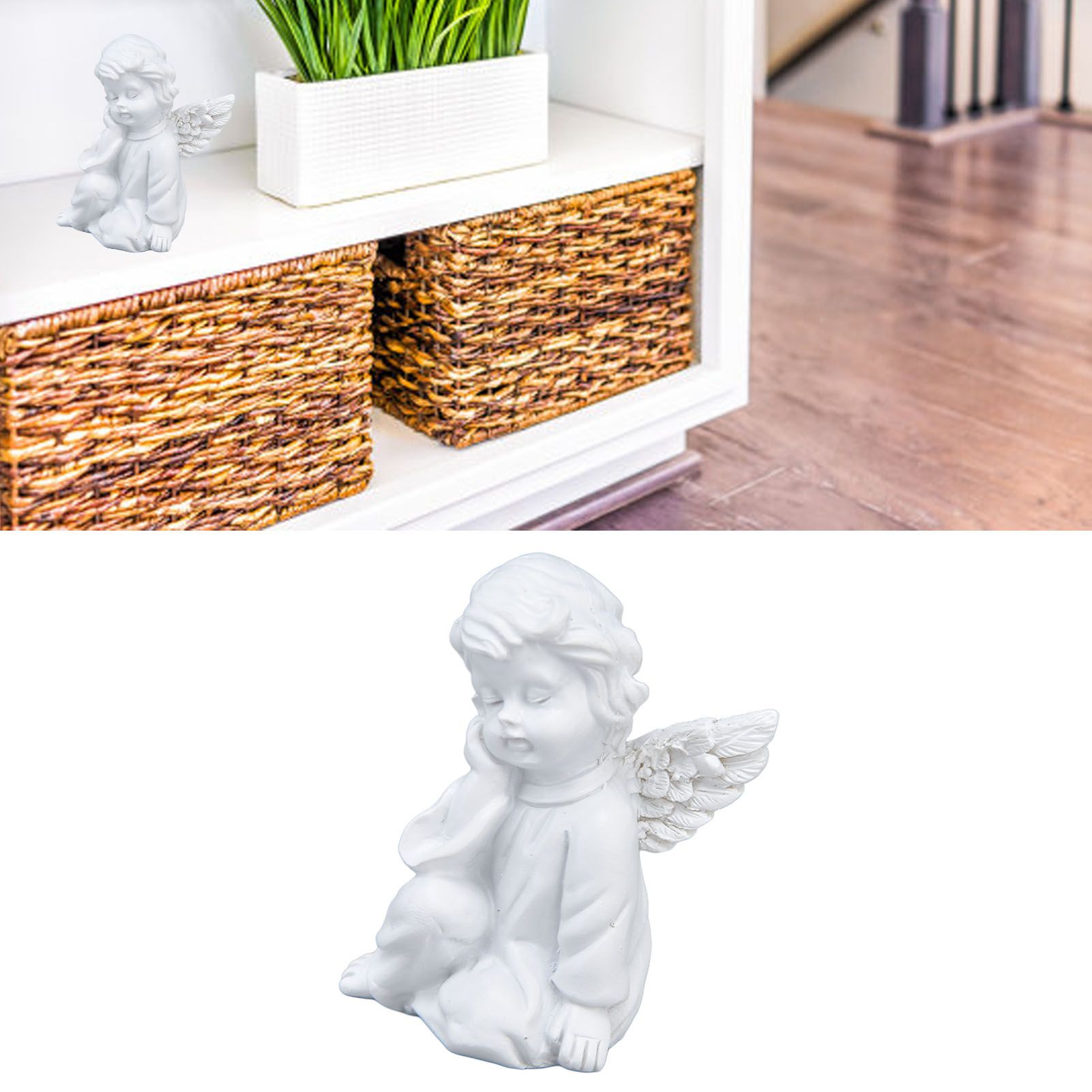 Cherub Statue Synthetic Resin Material Lovely Style White Baby Figurines for view 12