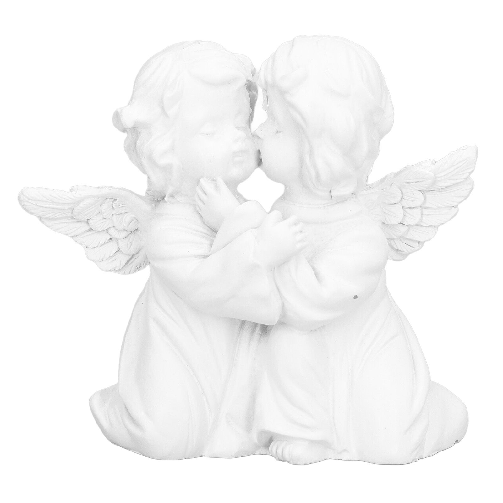 Angel Statue Synthetic Resin Embracing Shape White Angel Ornament for Desktop