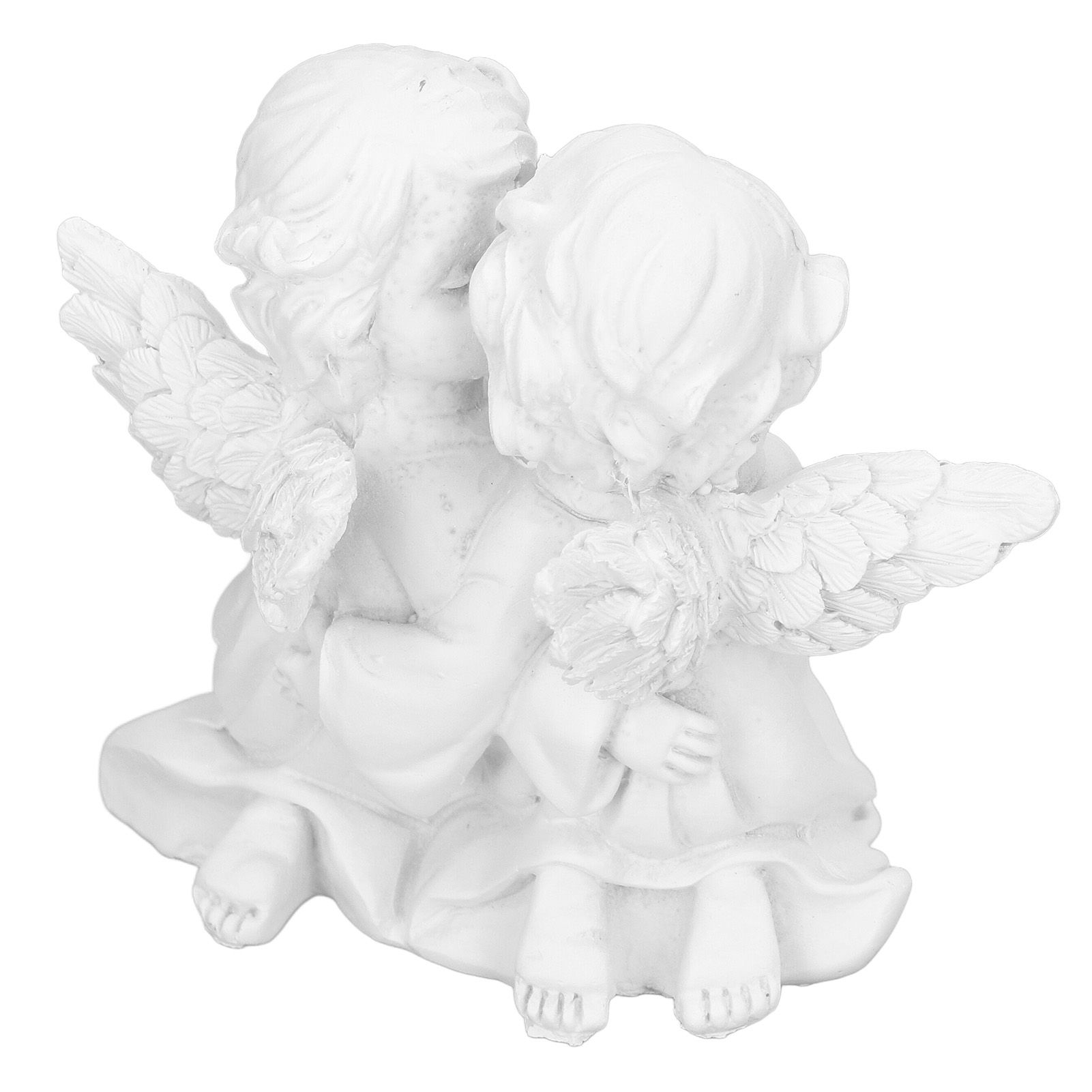 Angel Statue Synthetic Resin Embracing Shape White Angel Ornament for Desktop view 2