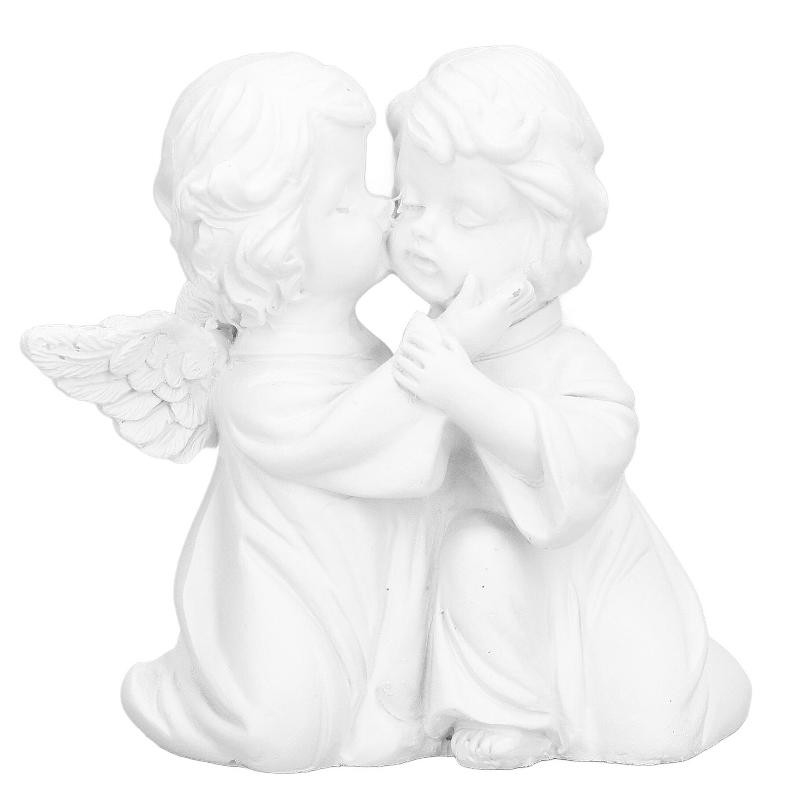 Angel Statue Synthetic Resin Embracing Shape White Angel Ornament for Desktop