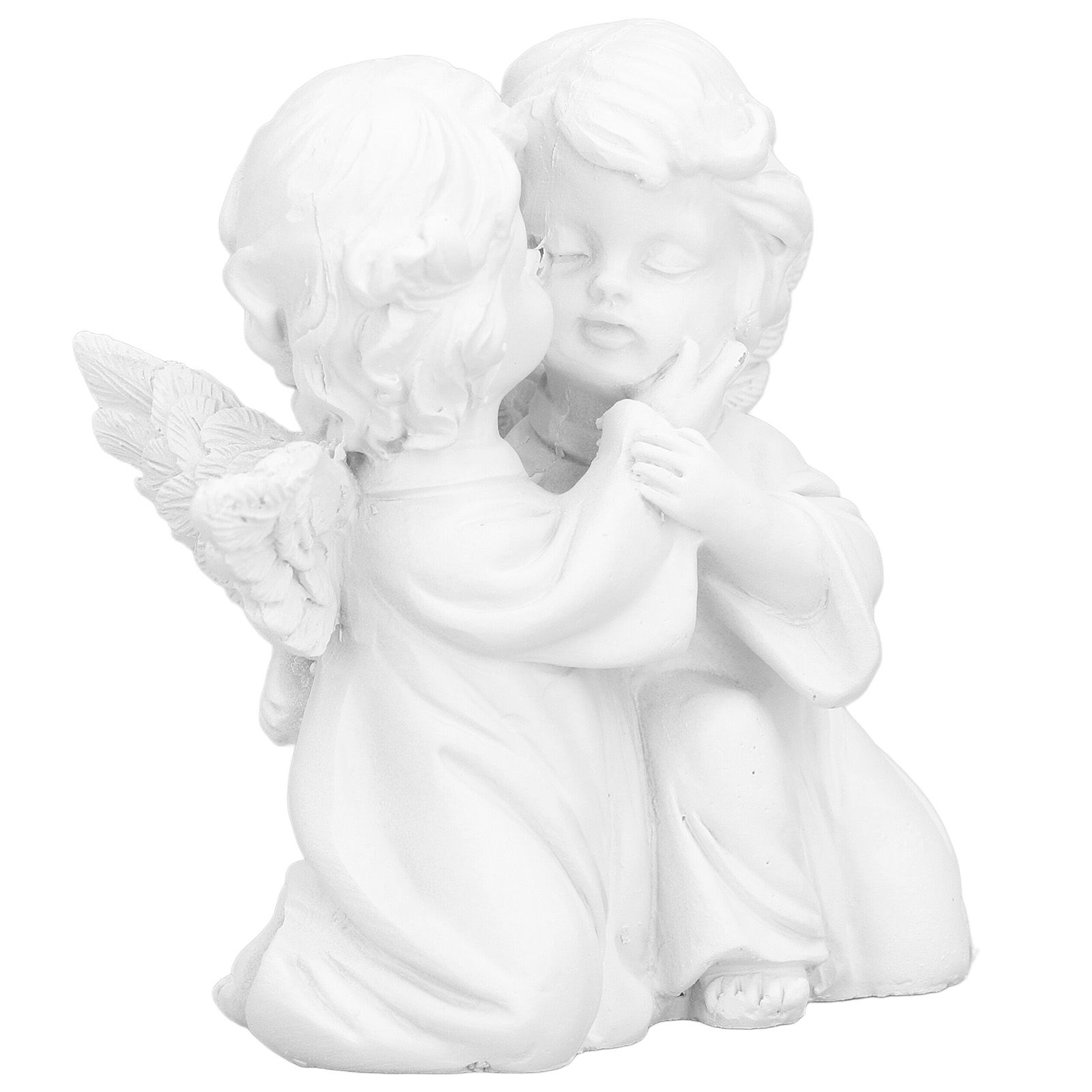 Angel Statue Synthetic Resin Embracing Shape White Angel Ornament for Desktop view 2