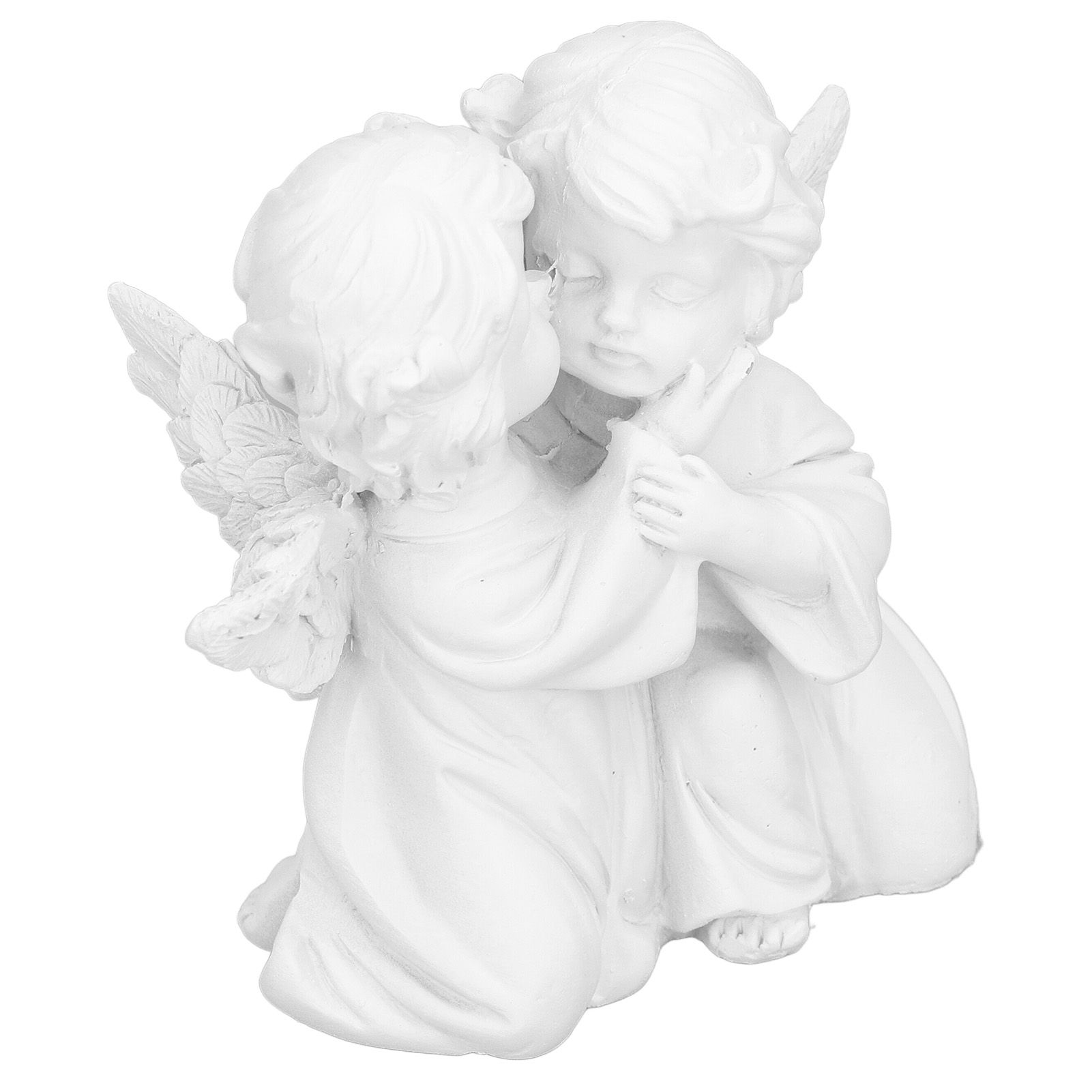Angel Statue Synthetic Resin Embracing Shape White Angel Ornament for Desktop view 3