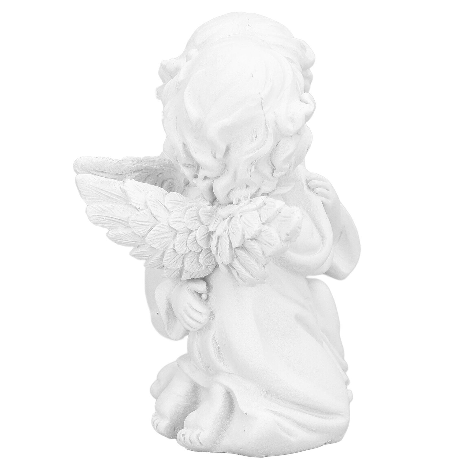 Angel Statue Synthetic Resin Embracing Shape White Angel Ornament for Desktop view 5