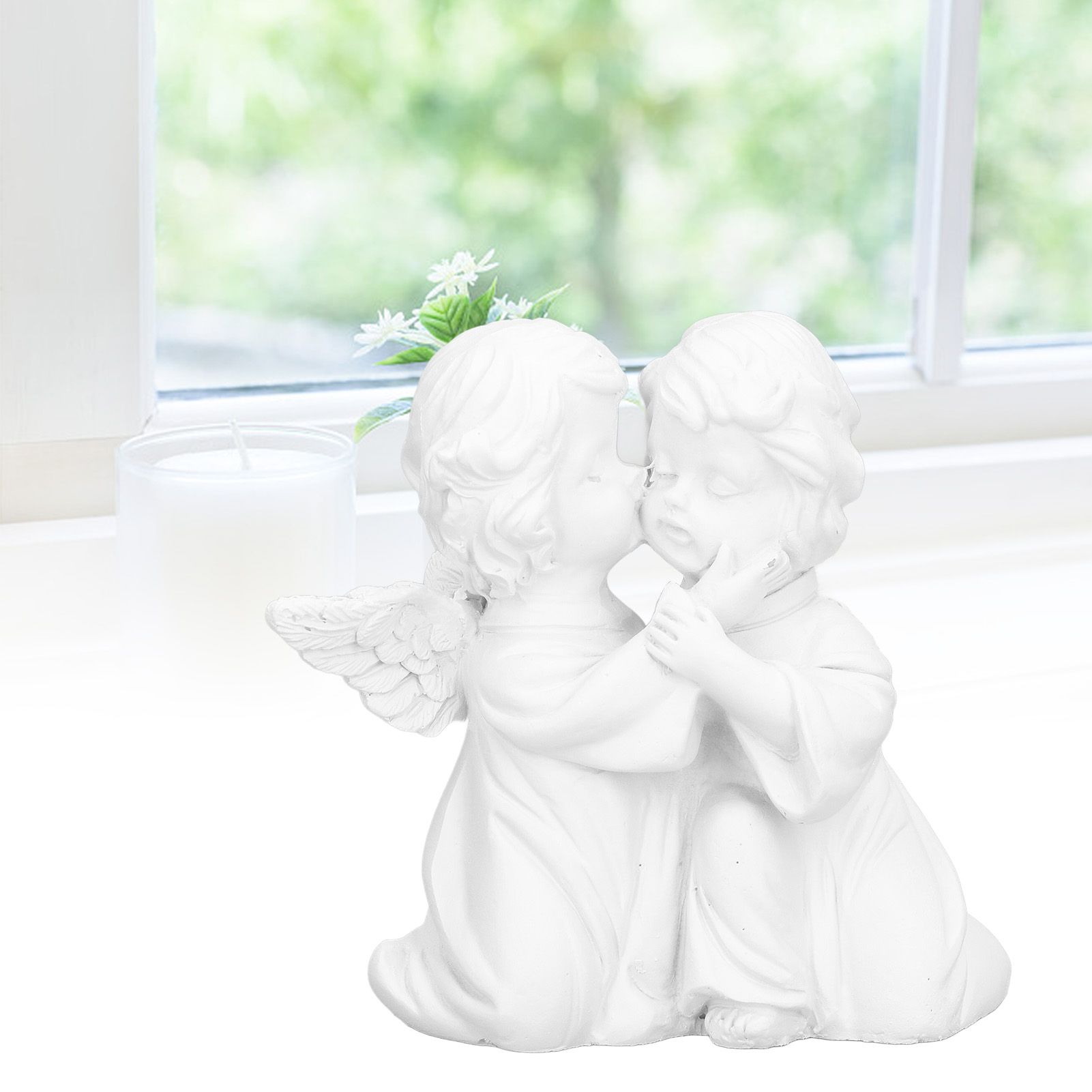 Angel Statue Synthetic Resin Embracing Shape White Angel Ornament for Desktop view 12