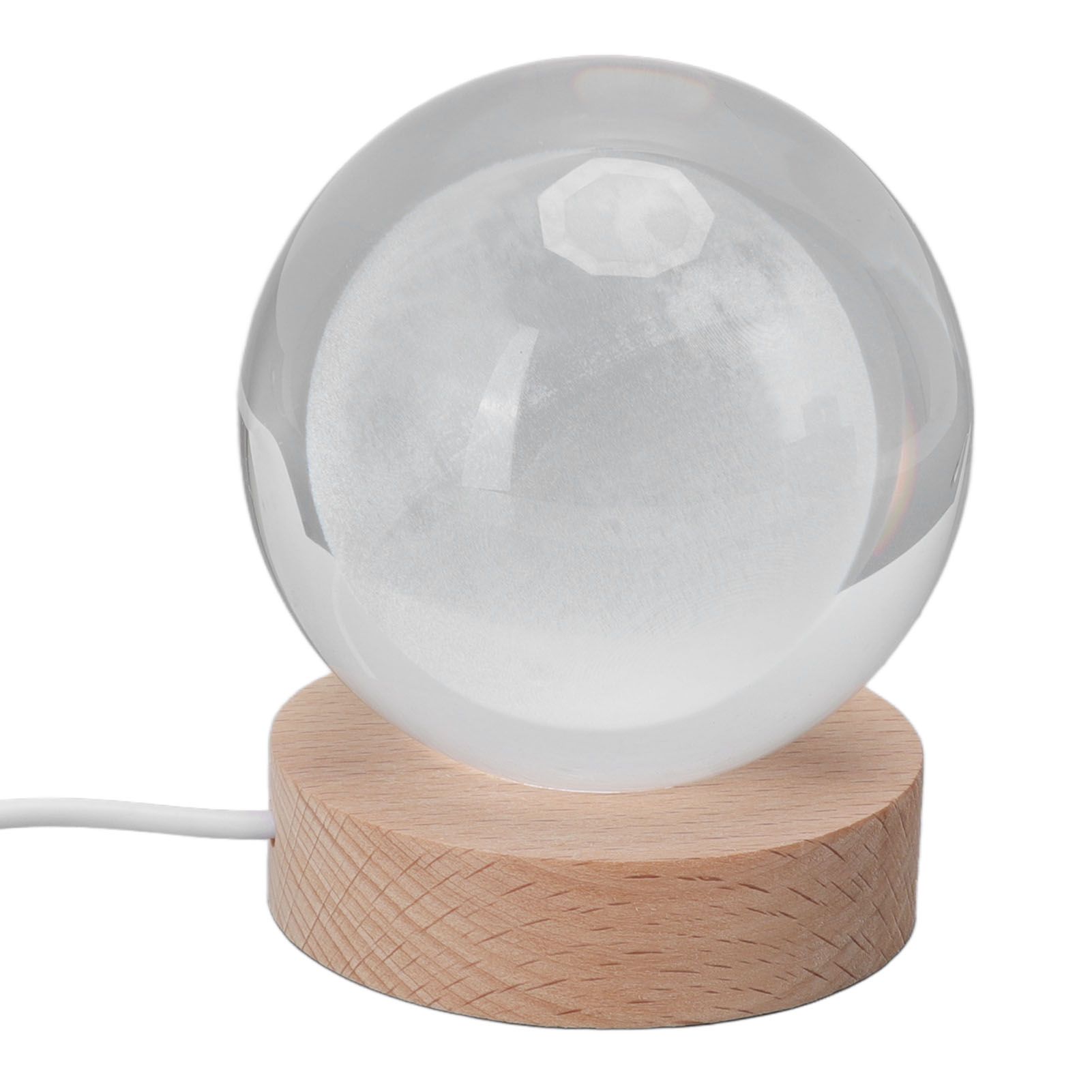 3D Moon Night Lamp Crystal Ball Night Light LED Wooden Inter Carving Tabletop view 3
