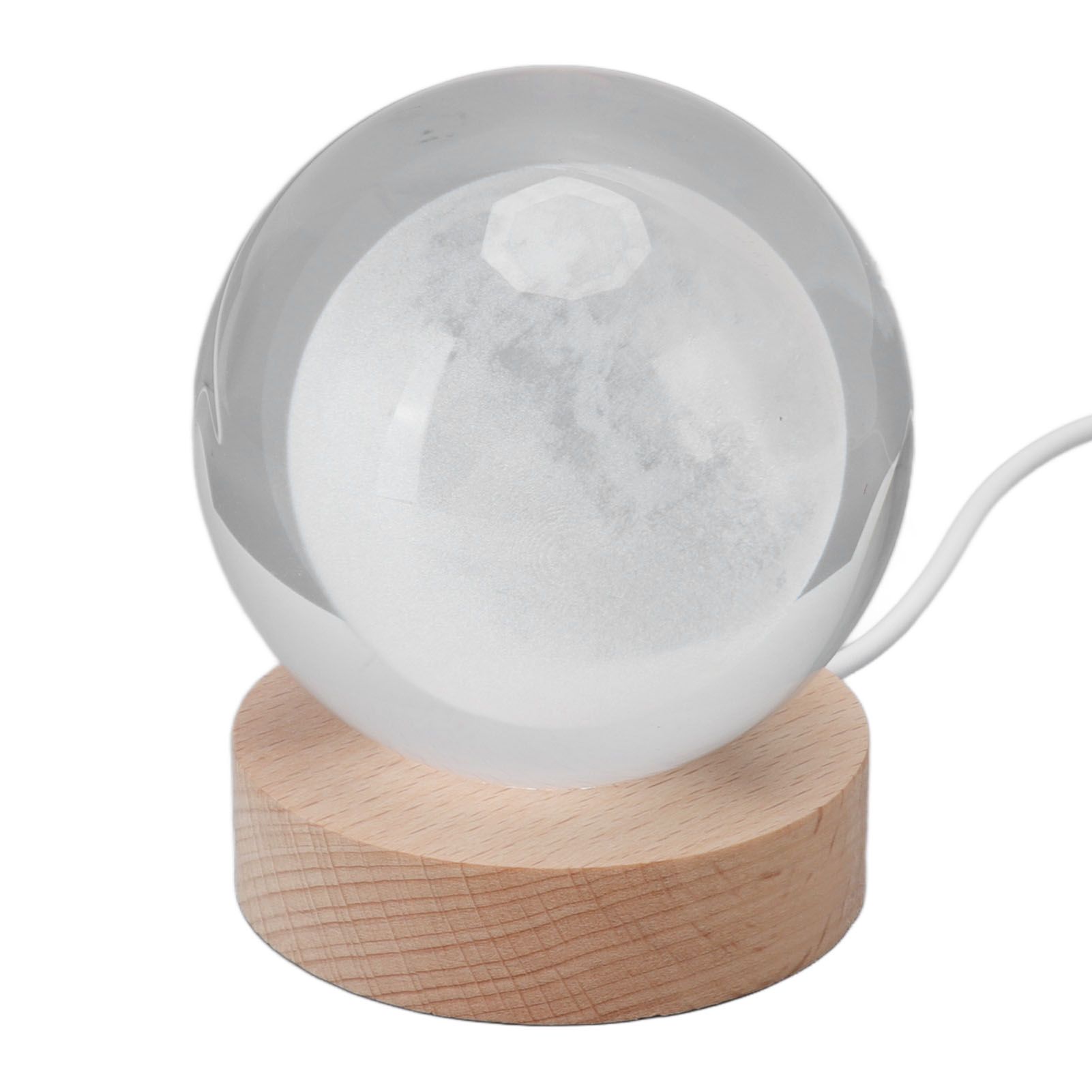 3D Moon Night Lamp Crystal Ball Night Light LED Wooden Inter Carving Tabletop view 7