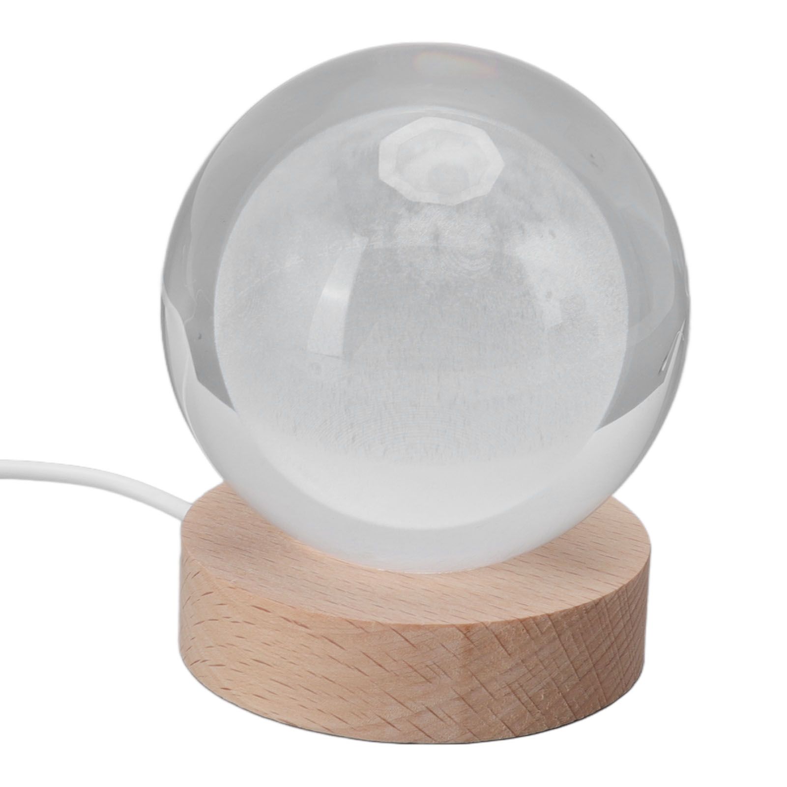 3D Moon Night Lamp Crystal Ball Night Light LED Wooden Inter Carving Tabletop view 4