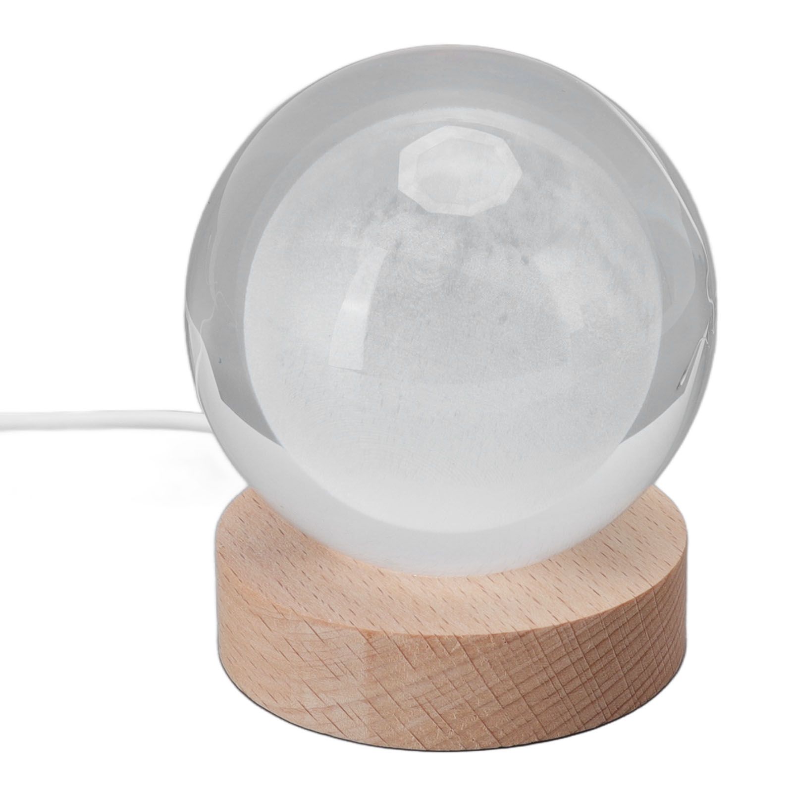 3D Moon Night Lamp Crystal Ball Night Light LED Wooden Inter Carving Tabletop view 5