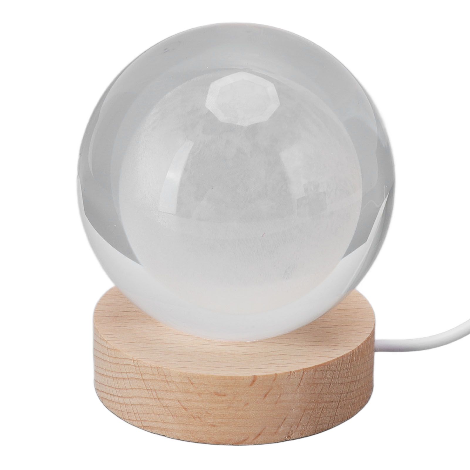 3D Moon Night Lamp Crystal Ball Night Light LED Wooden Inter Carving Tabletop view 6
