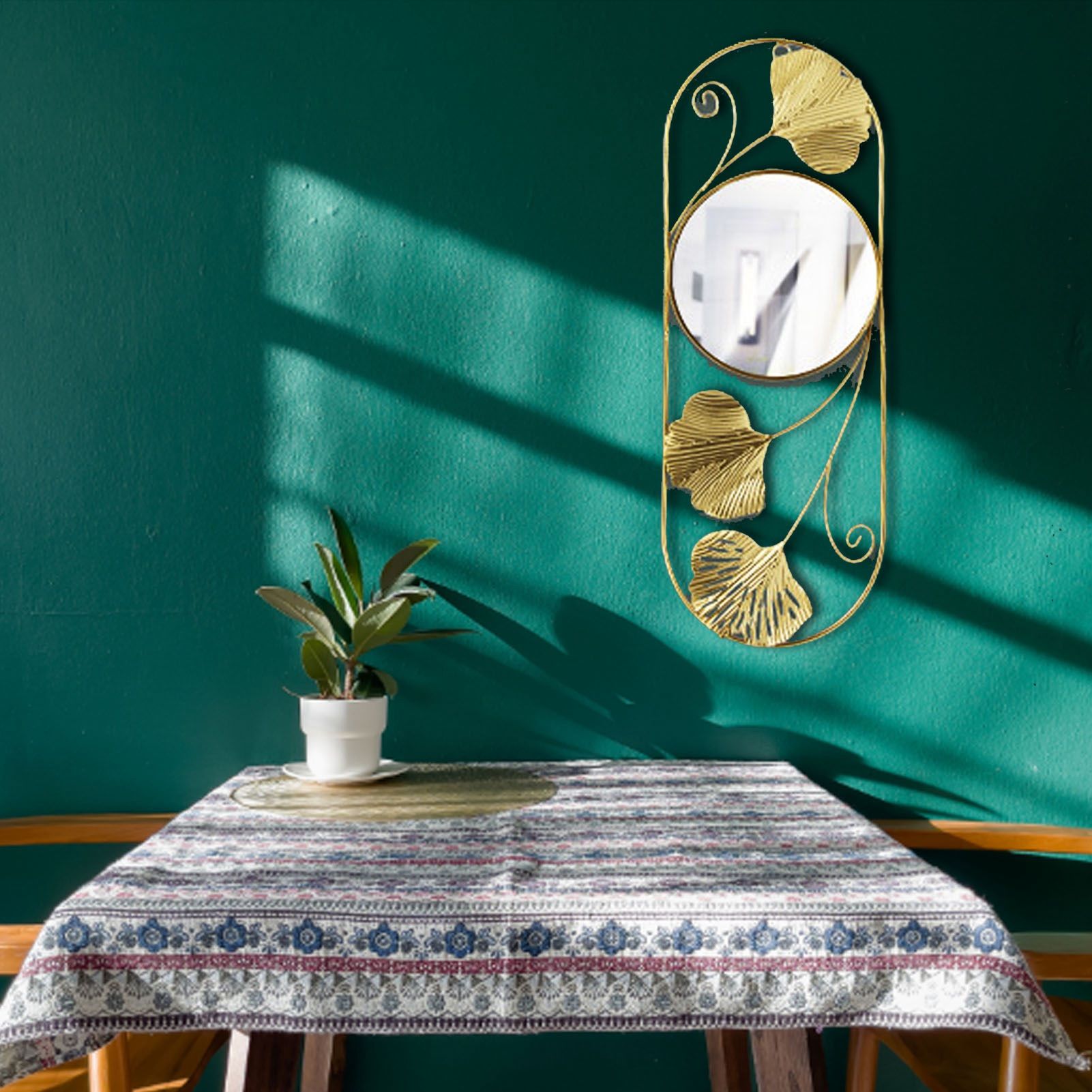 Metal Leaf Wall Mirror Fade Resistant Artistic Modern Decorative Mirror for view 11