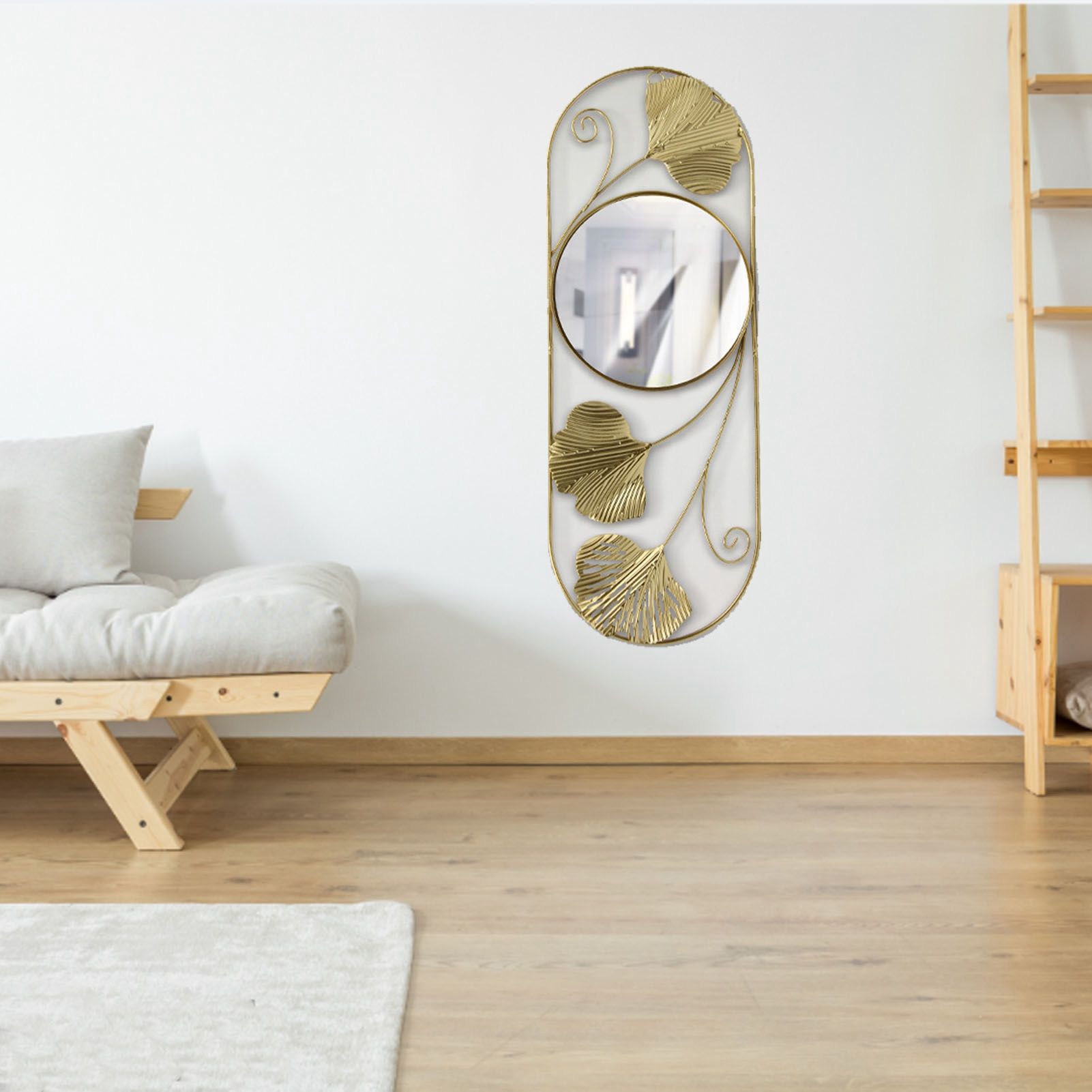 Metal Leaf Wall Mirror Fade Resistant Artistic Modern Decorative Mirror for view 12