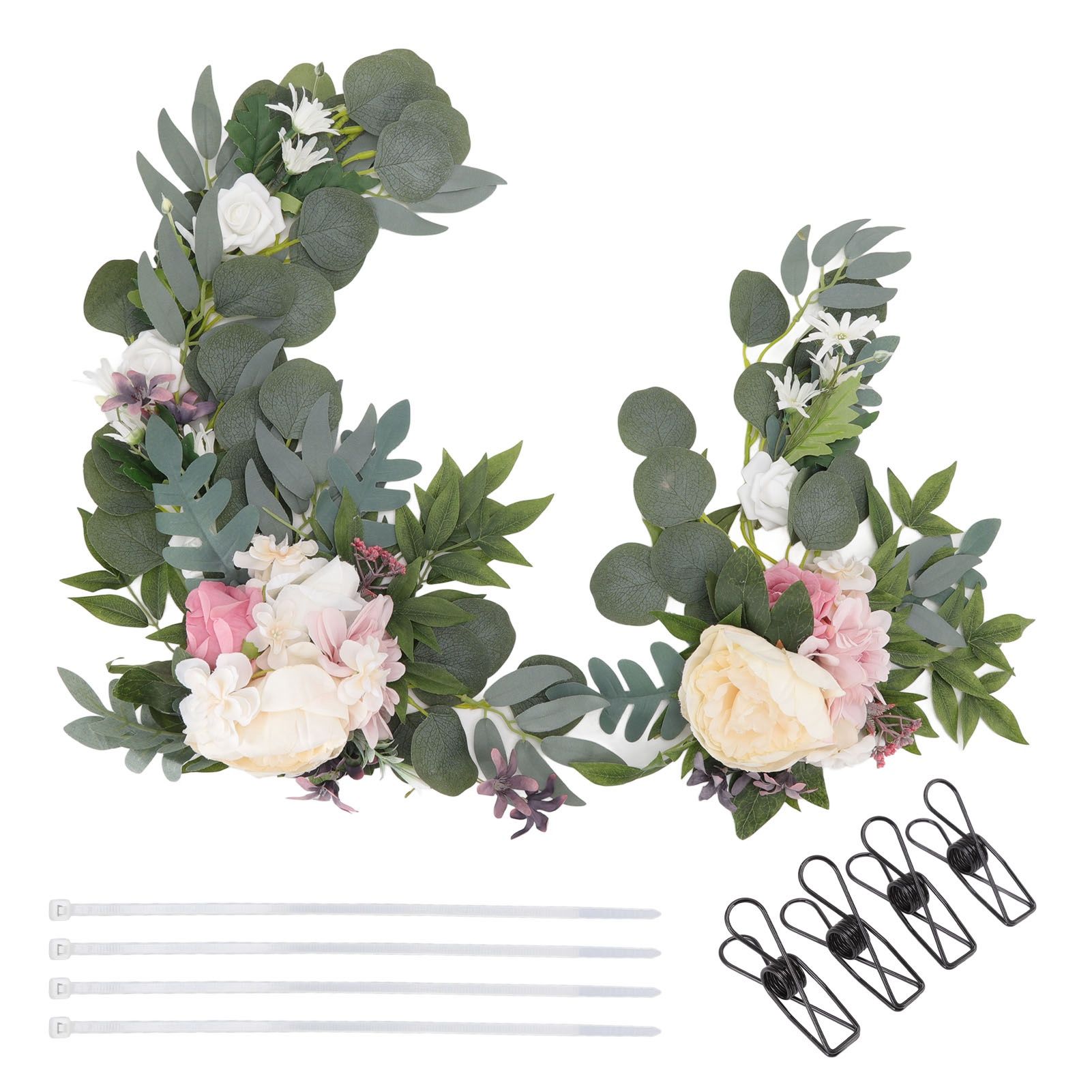 2pcs Hanging Flowers Swag ABS Artificial Decorative Arch Flowers with Bandage