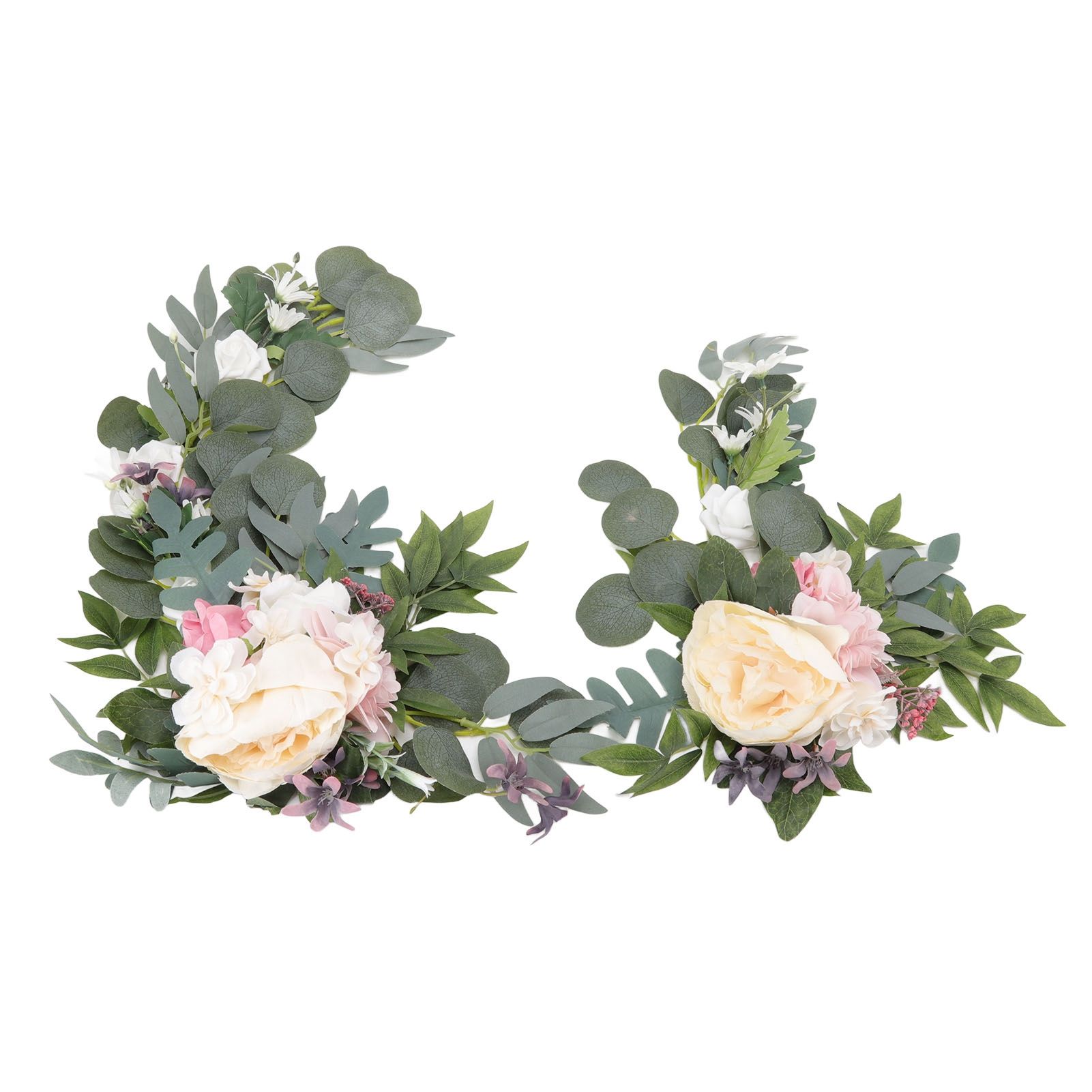 2pcs Hanging Flowers Swag ABS Artificial Decorative Arch Flowers with Bandage view 2