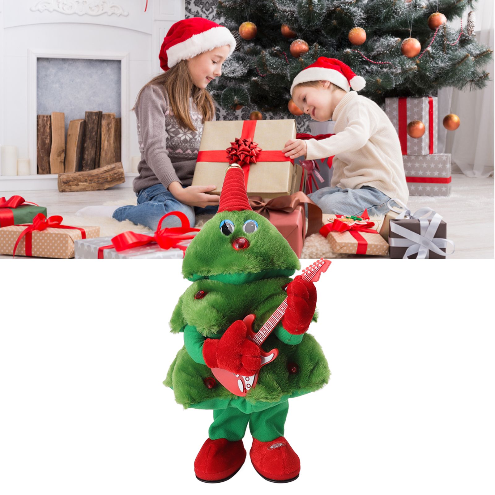 Electric Christmas Tree Plush Toy 8 Songs Continuous Play Glowing Swinging view 11