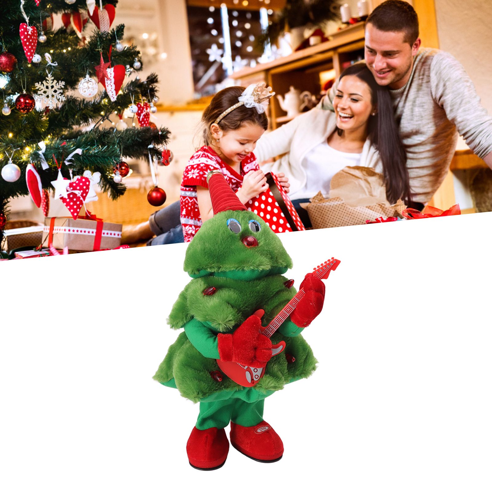Electric Christmas Tree Plush Toy 8 Songs Continuous Play Glowing Swinging view 12