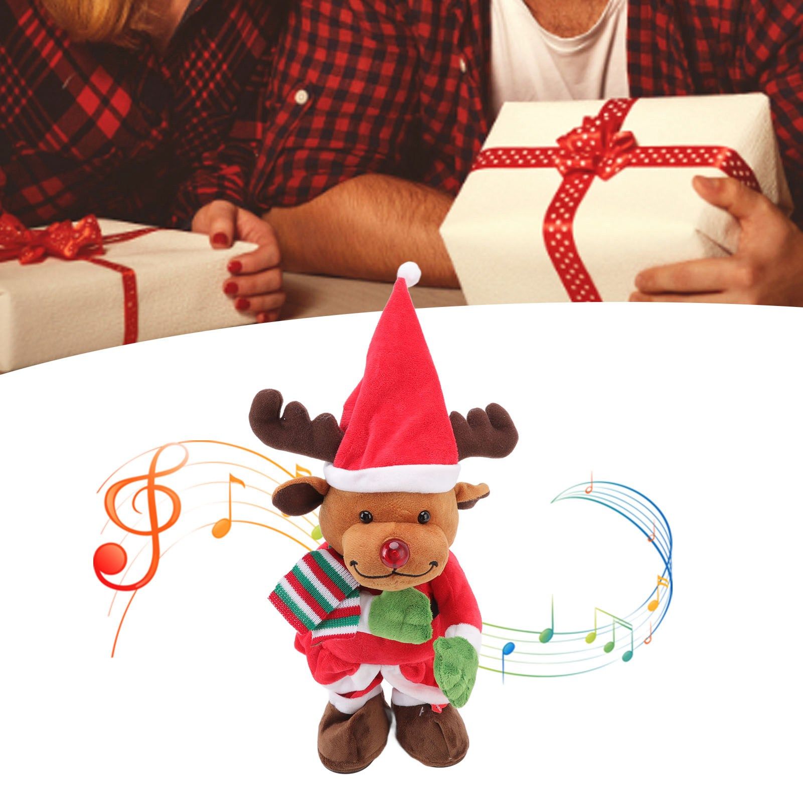 Electric Music Christmas Toy Doll Dancing Singing Glowing Swinging Plush Toy view 11